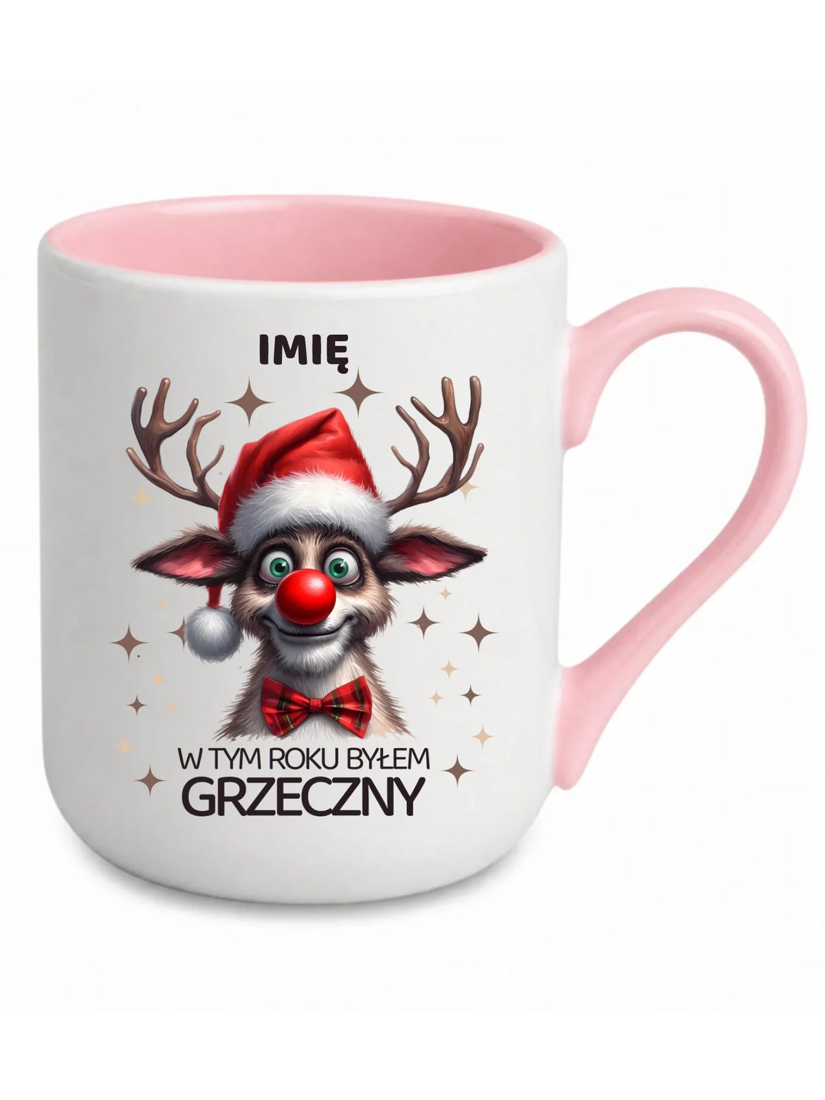 Kubek elegant świąteczny - Renifer W tym roku byłem grzeczny - personalizowany BN96