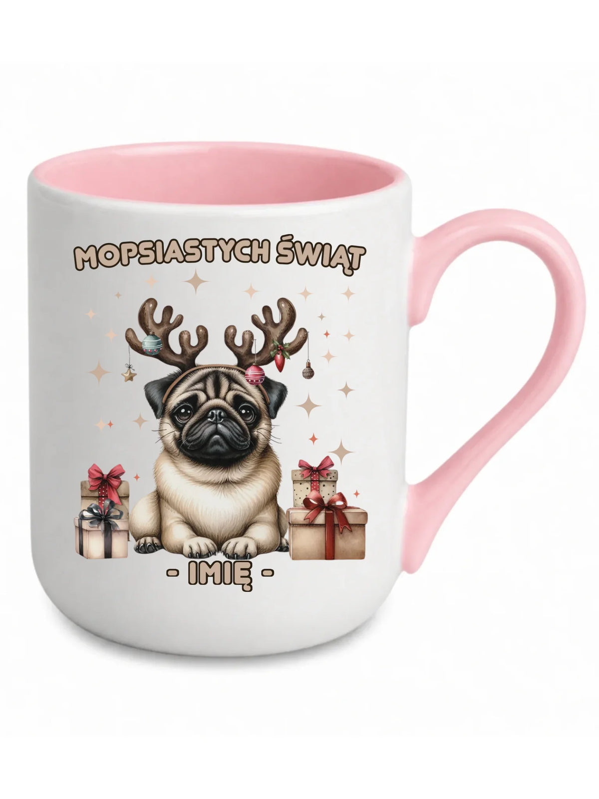 Kubek elegant świąteczny - Mops Mopsiastych świąt - personalizowany BN91