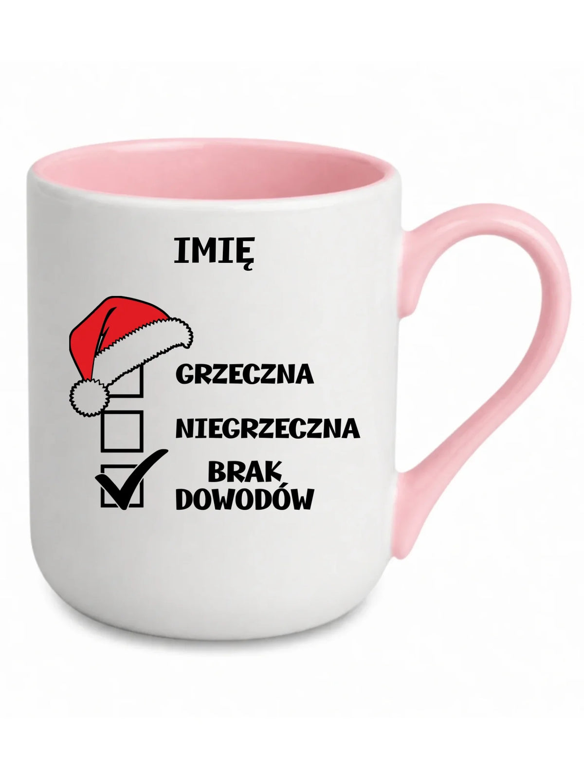 Kubek elegant świąteczny - Grzeczna niegrzeczna brak dowodów - personalizowany BN147