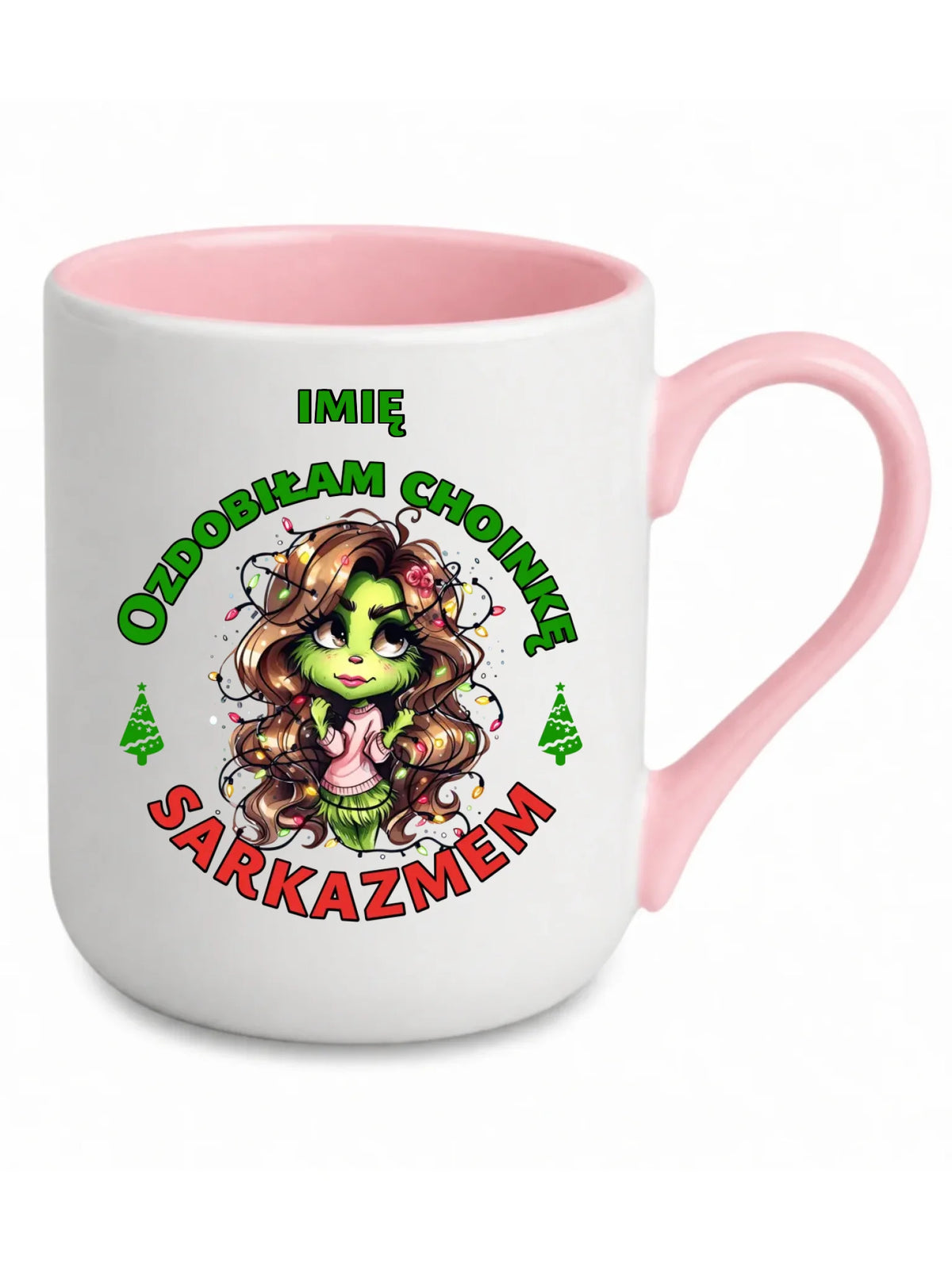 Kubek elegant świąteczny - Grinch - Ozdobiłam choinkę sarkazmem - personalizowany BN115