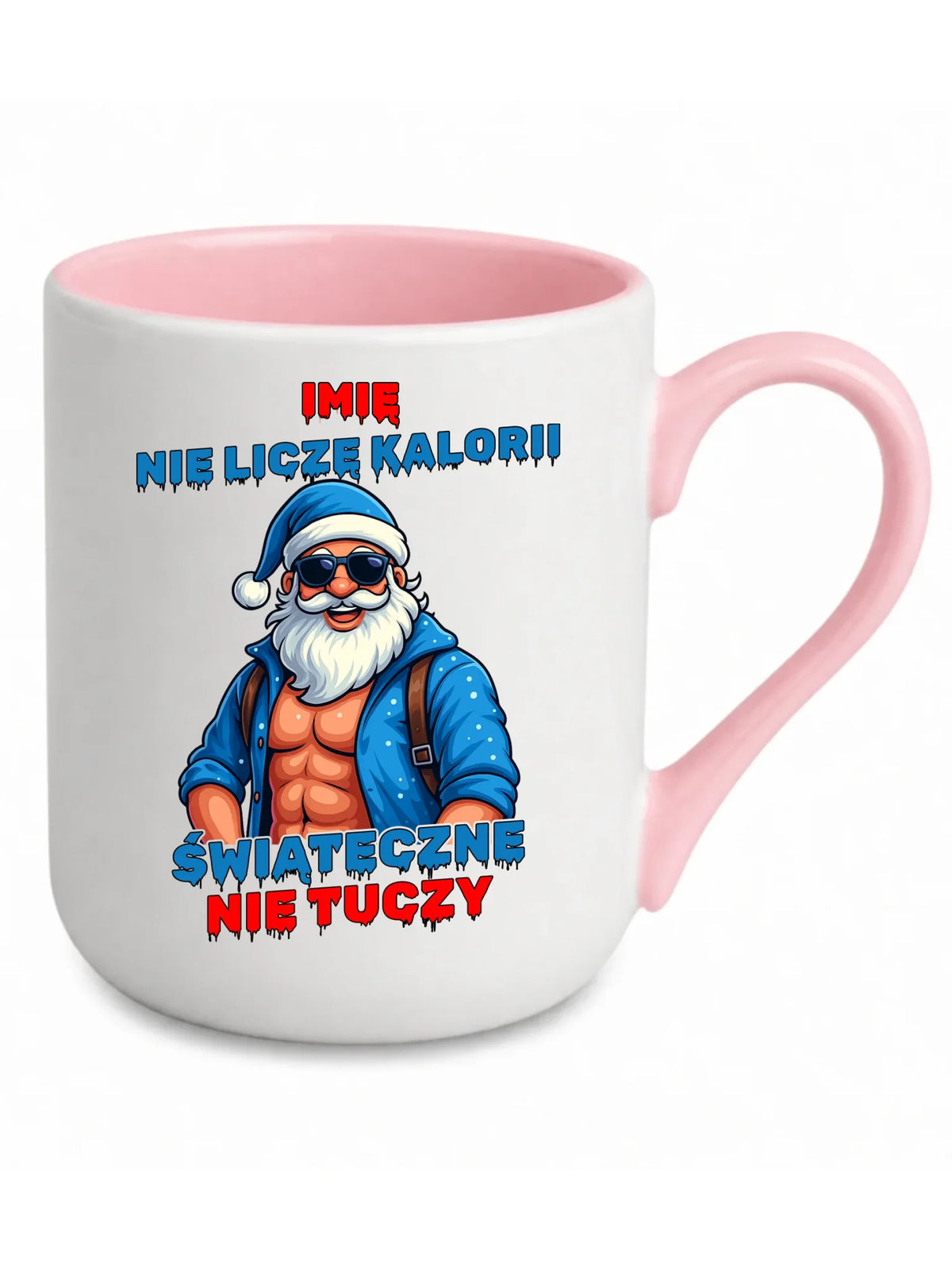 Kubek elegant świąteczny z Mikołajem - Świąteczne nie tuczy - personalizowany BN118