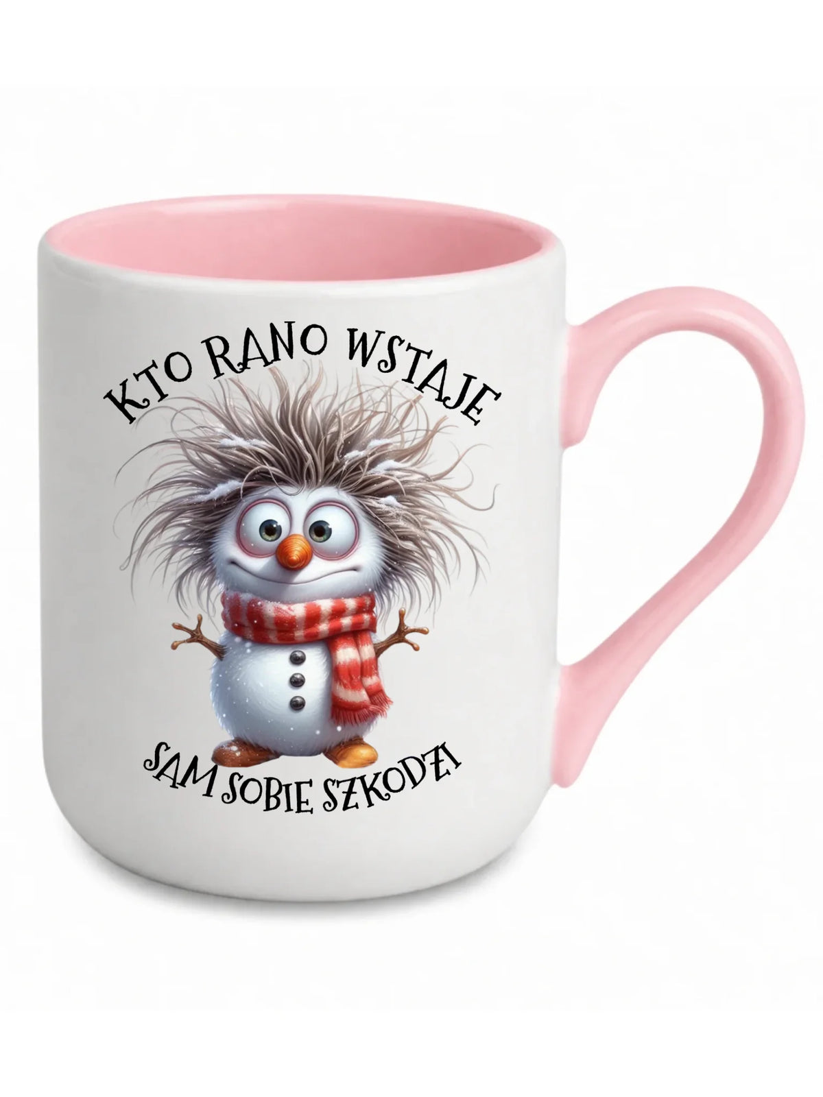 Kubek elegant świąteczny - Bałwanek - Kto rano wstaje sam sobie szkodzi BN133