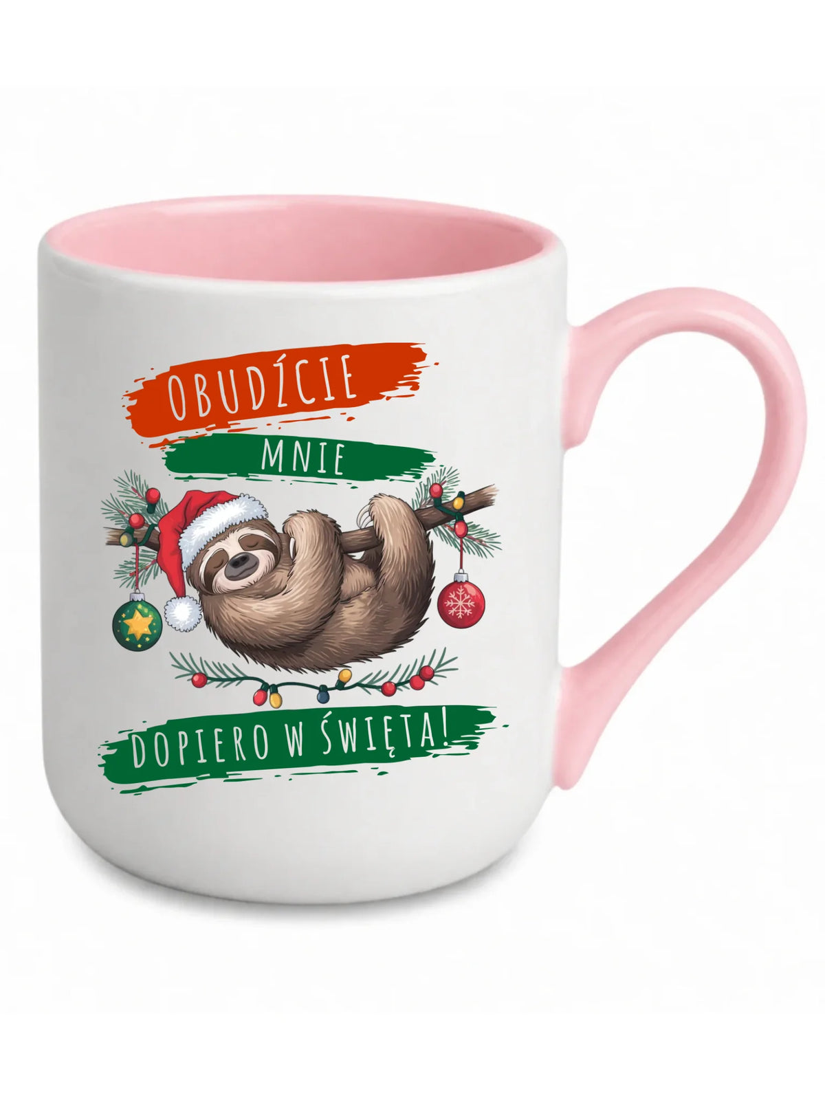 Kubek elegant świąteczny - Leniwiec - Obudźcie mnie dopiero w święta BN02