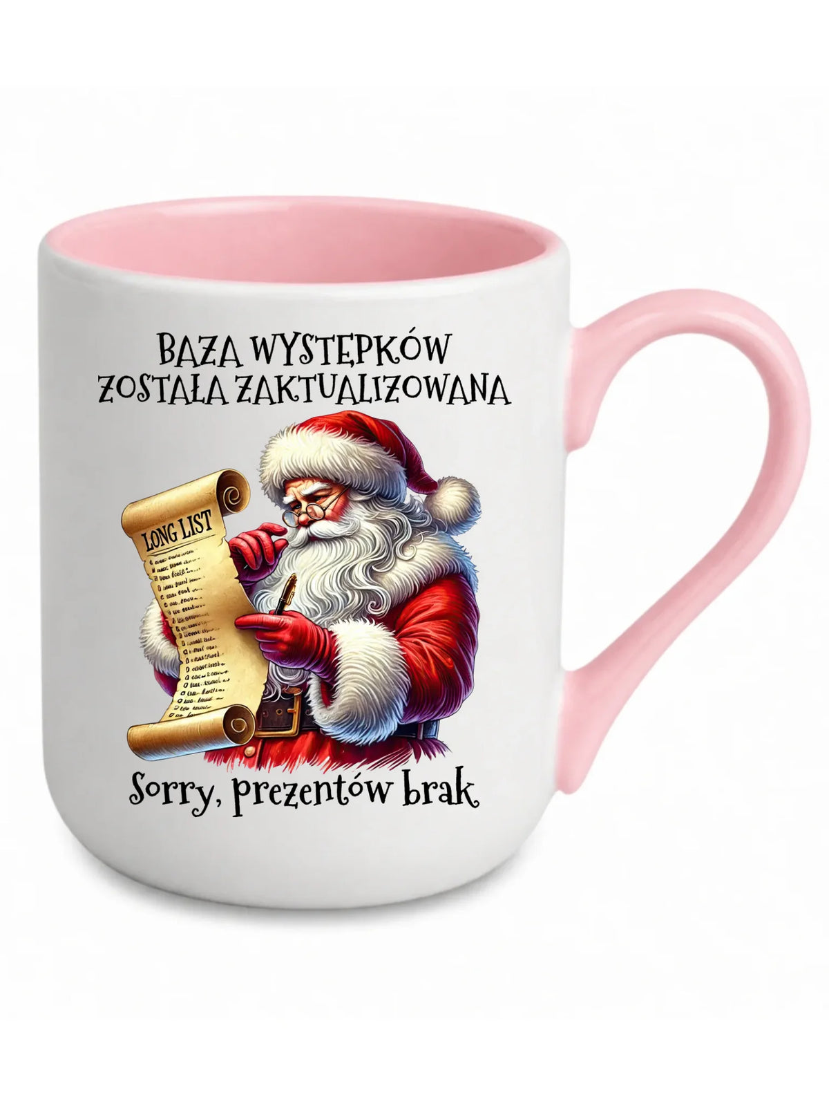 Kubek elegant świąteczny z Mikołajem - Prezentów brak BN07