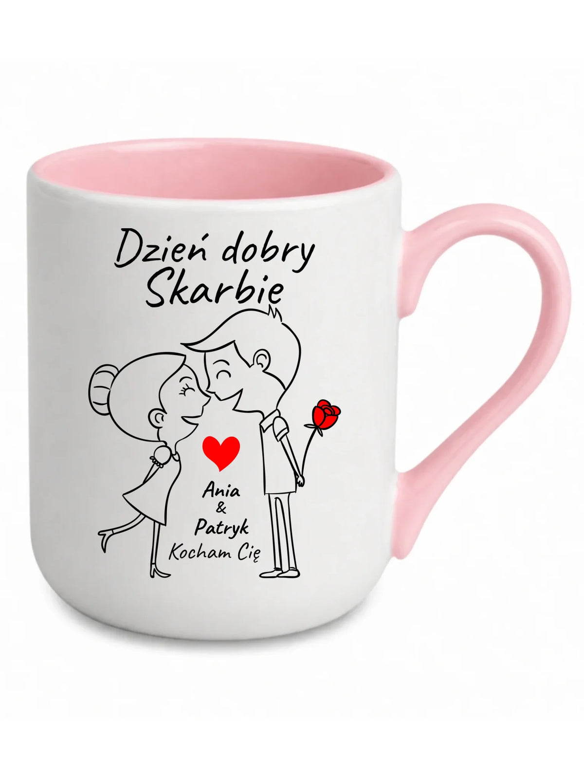 Kubek elegant dla par - Dzień dobry Skarbie - personalizowany W15