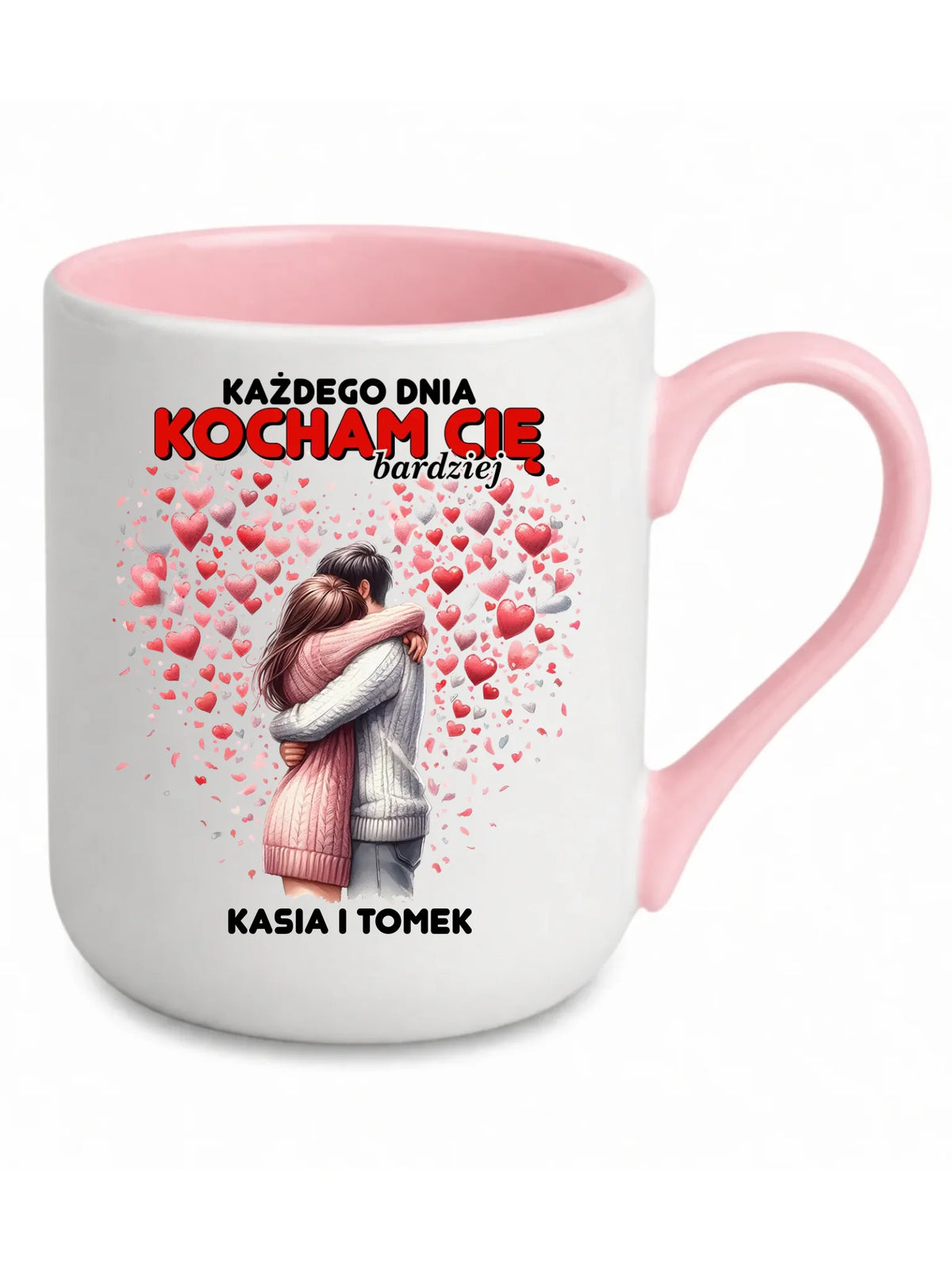 Kubek elegant dla par - Każdego dnia kocham Cię bardziej - personalizowany W09