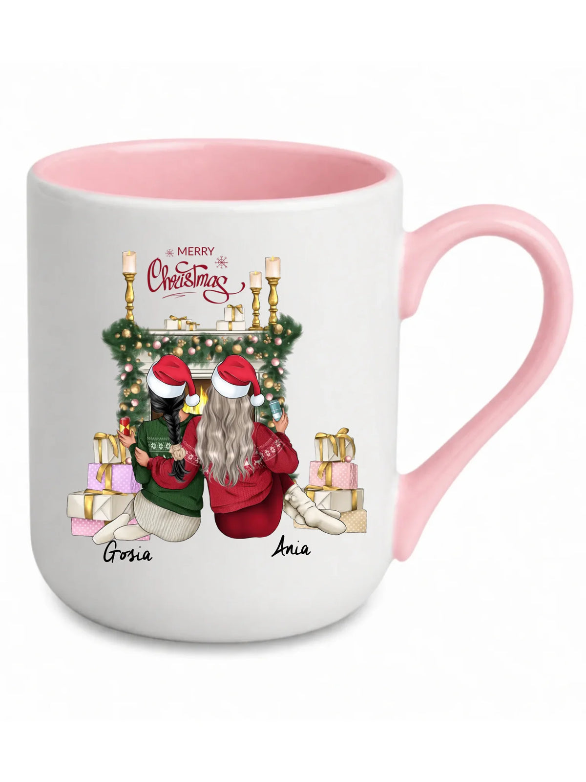 Kubek elegant świąteczny - prezent dla przyjaciółki - personalizowane postacie 2-4 osoby PR04
