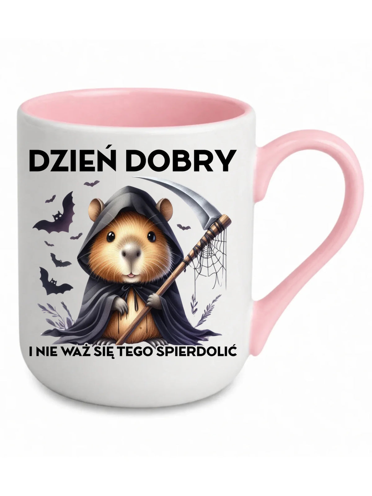Kubek elegant halloweenowy - Kapibara Żniwiarz - Dzień dobry - bez cenzury HL20