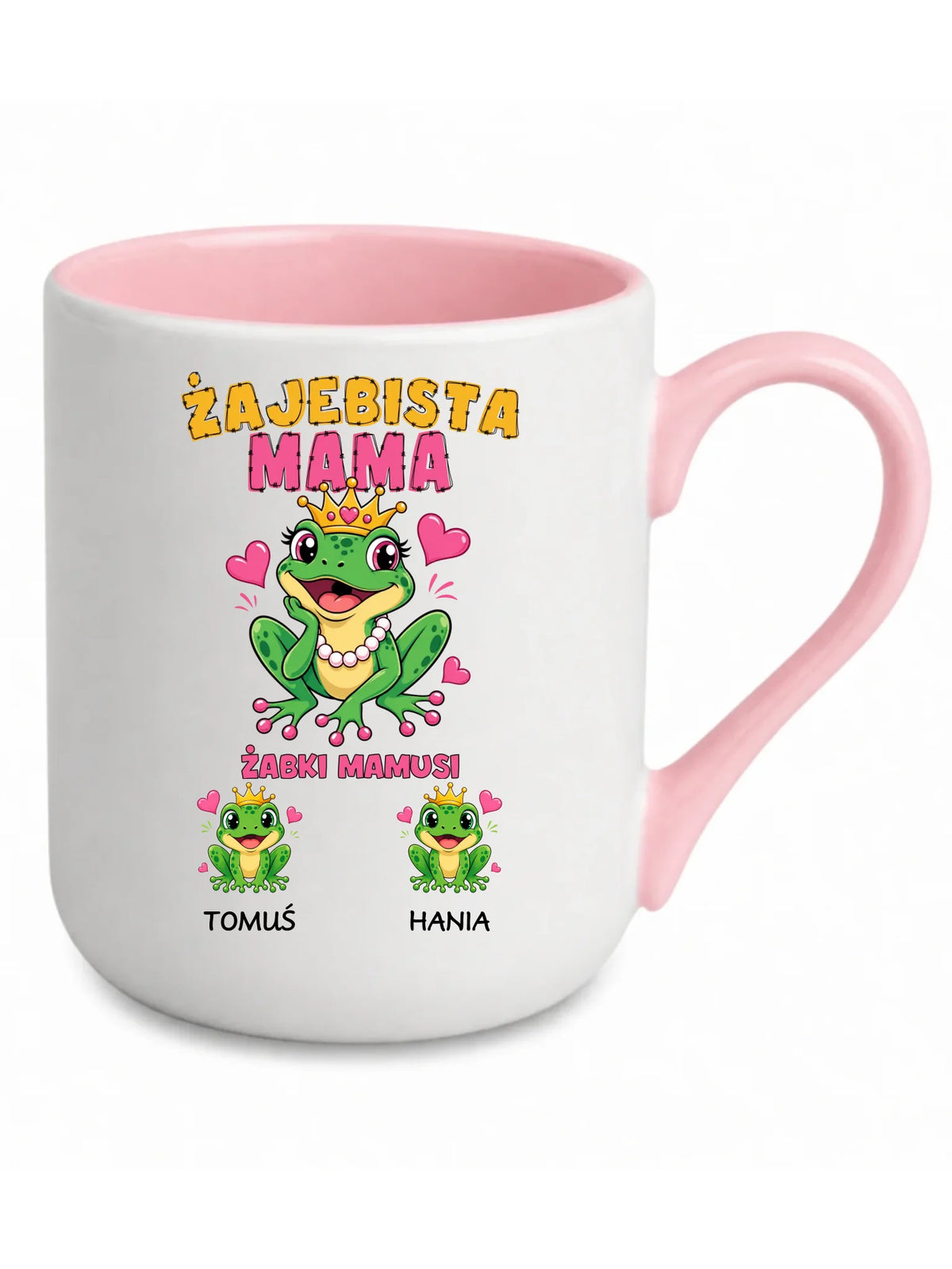 Kubek elegant dla mamy z imionami dzieci - Żabki Mamusi - personalizowany DM54