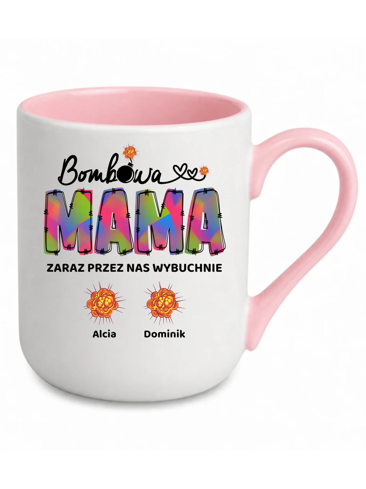 Kubek elegant dla mamy z imionami dzieci - Bombowa mama - personalizowany DM53