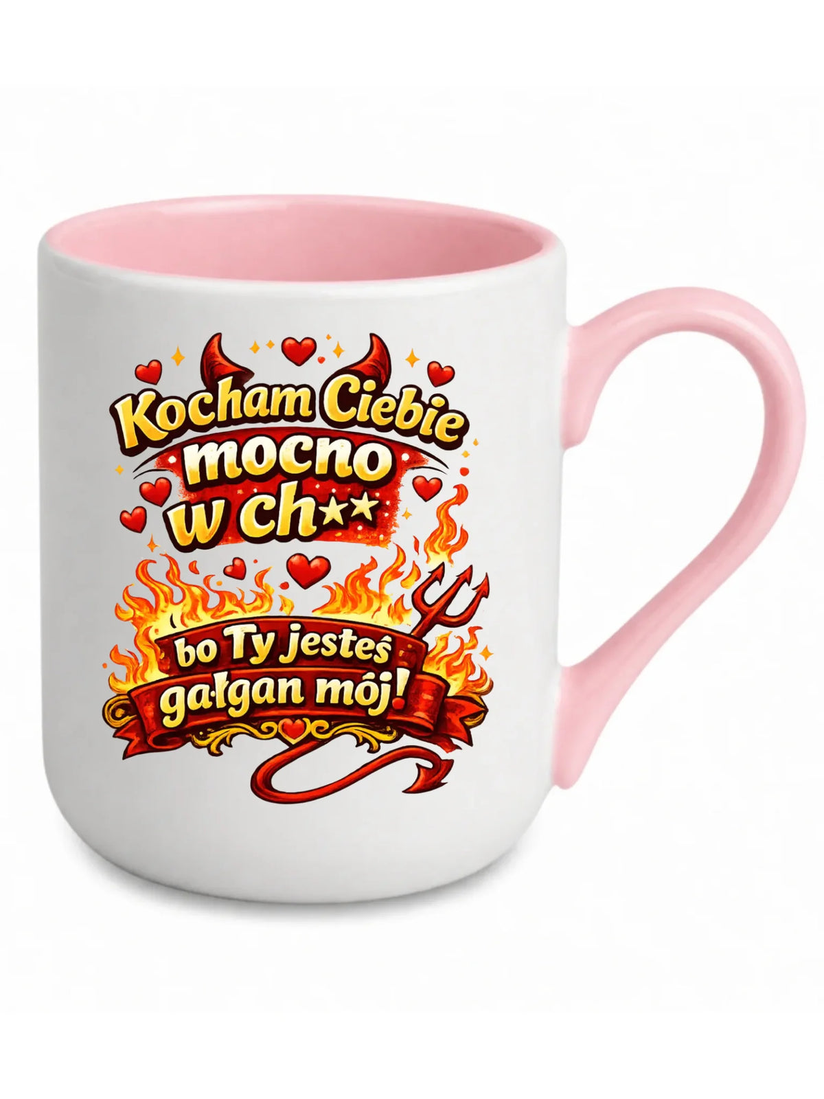 Kubek elegant dla par - Kocham Ciebie mocno w ch** bo Ty jesteś gałgan mój W82