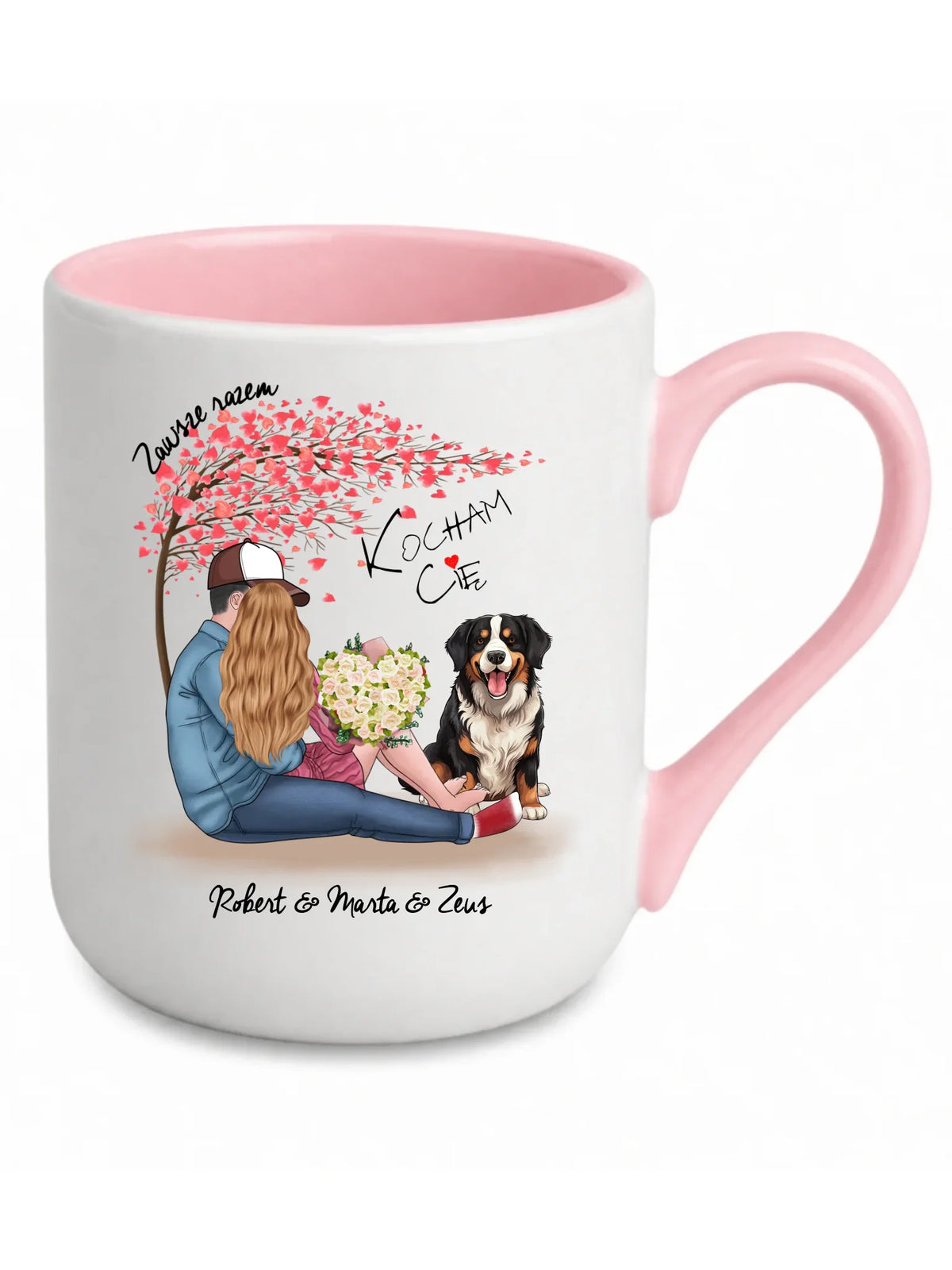 Kubek elegant dla par + Berneńczyk - Zawsze razem - personalizowany W04A