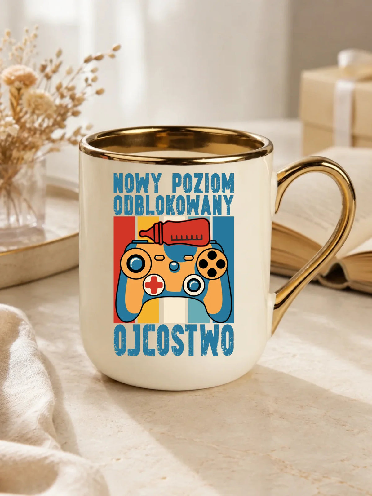 Kubek elegant dla młodego taty gamera - Nowy poziom odblokowany DT24