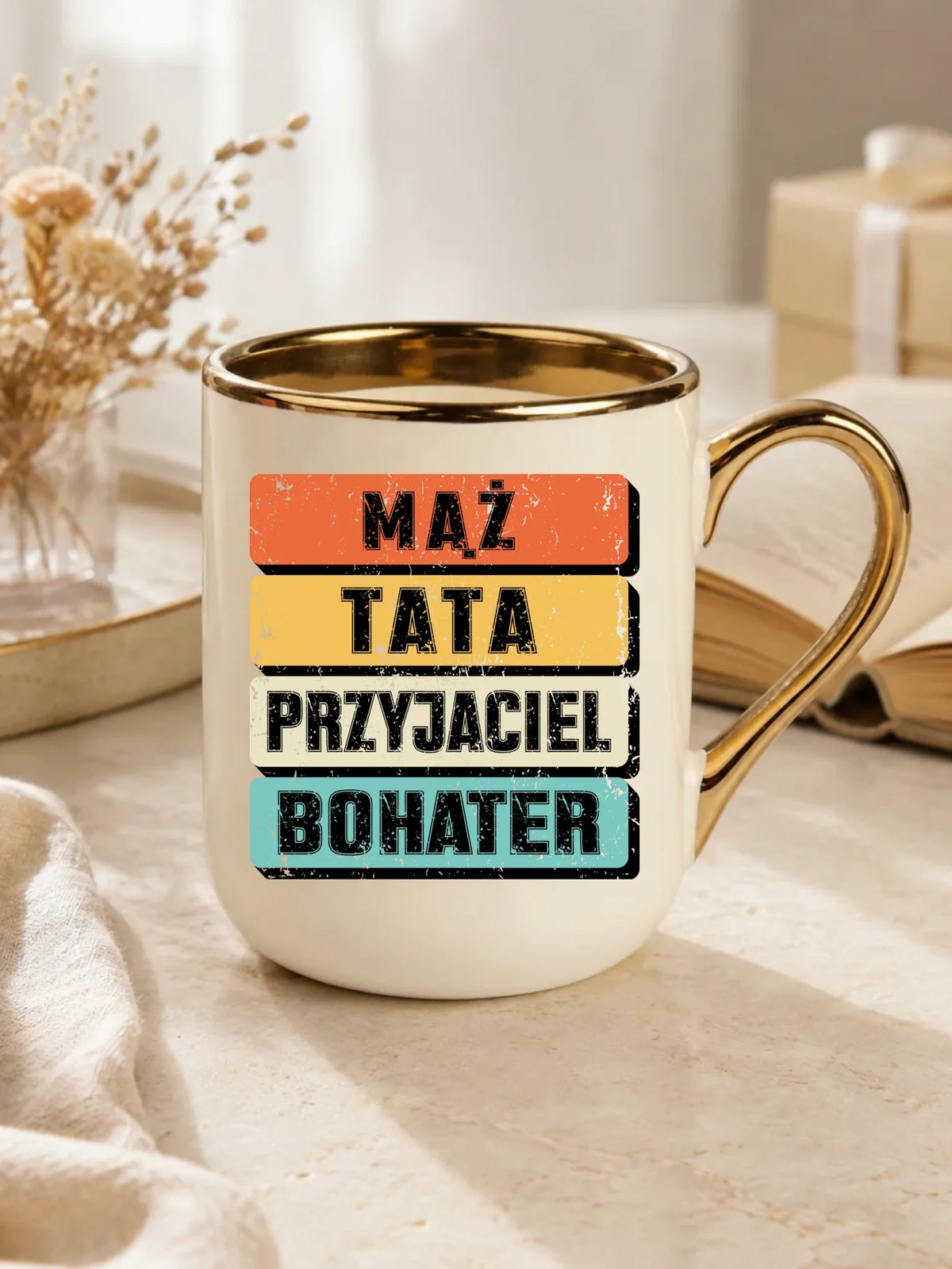 Kubek elegant dla taty - Mąż Tata Przyjaciel Bohater DT05