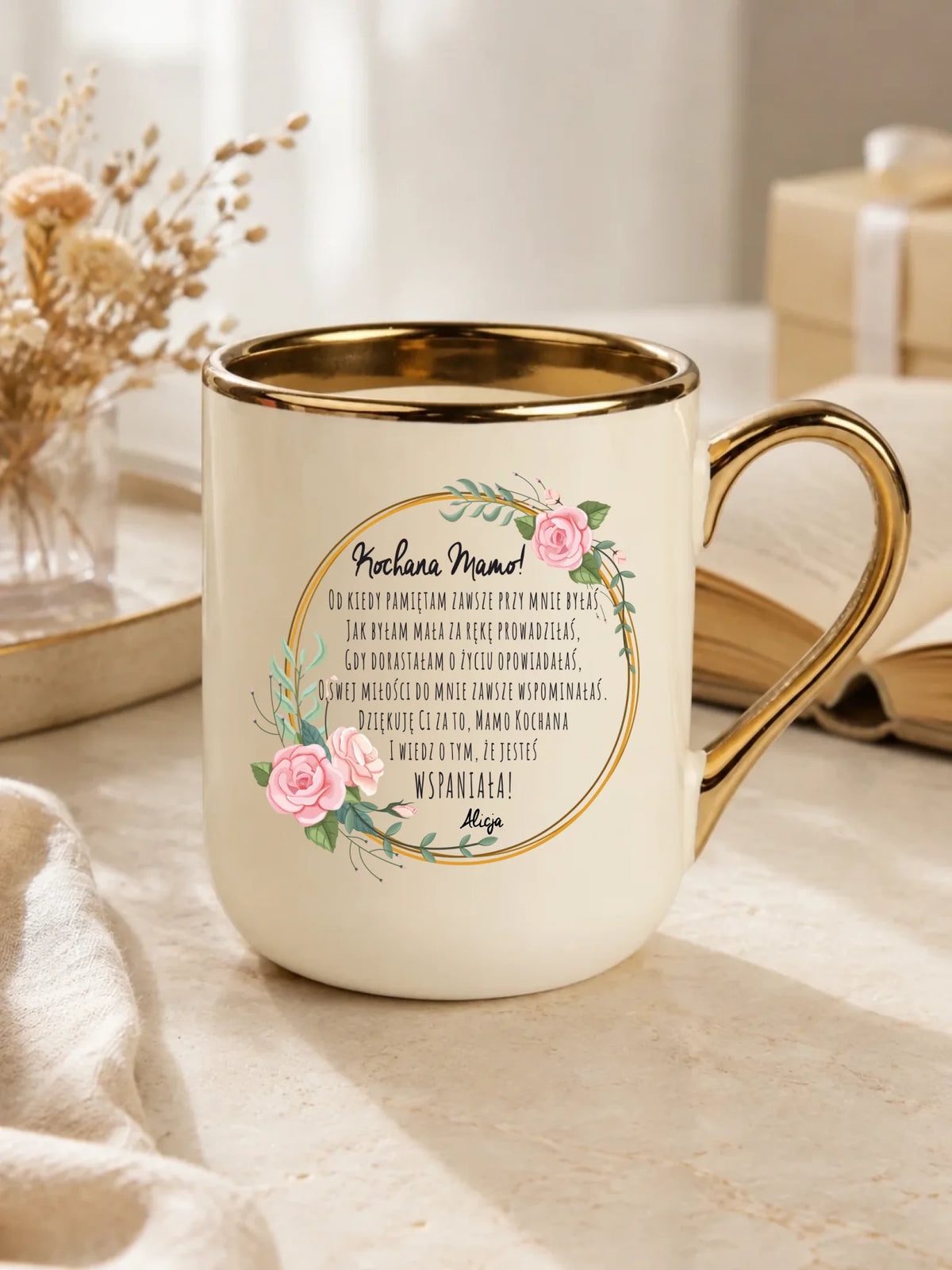 Kubek elegant dla mamy od córki - Kochana Mamo jesteś wspaniała - personalizowany DM35