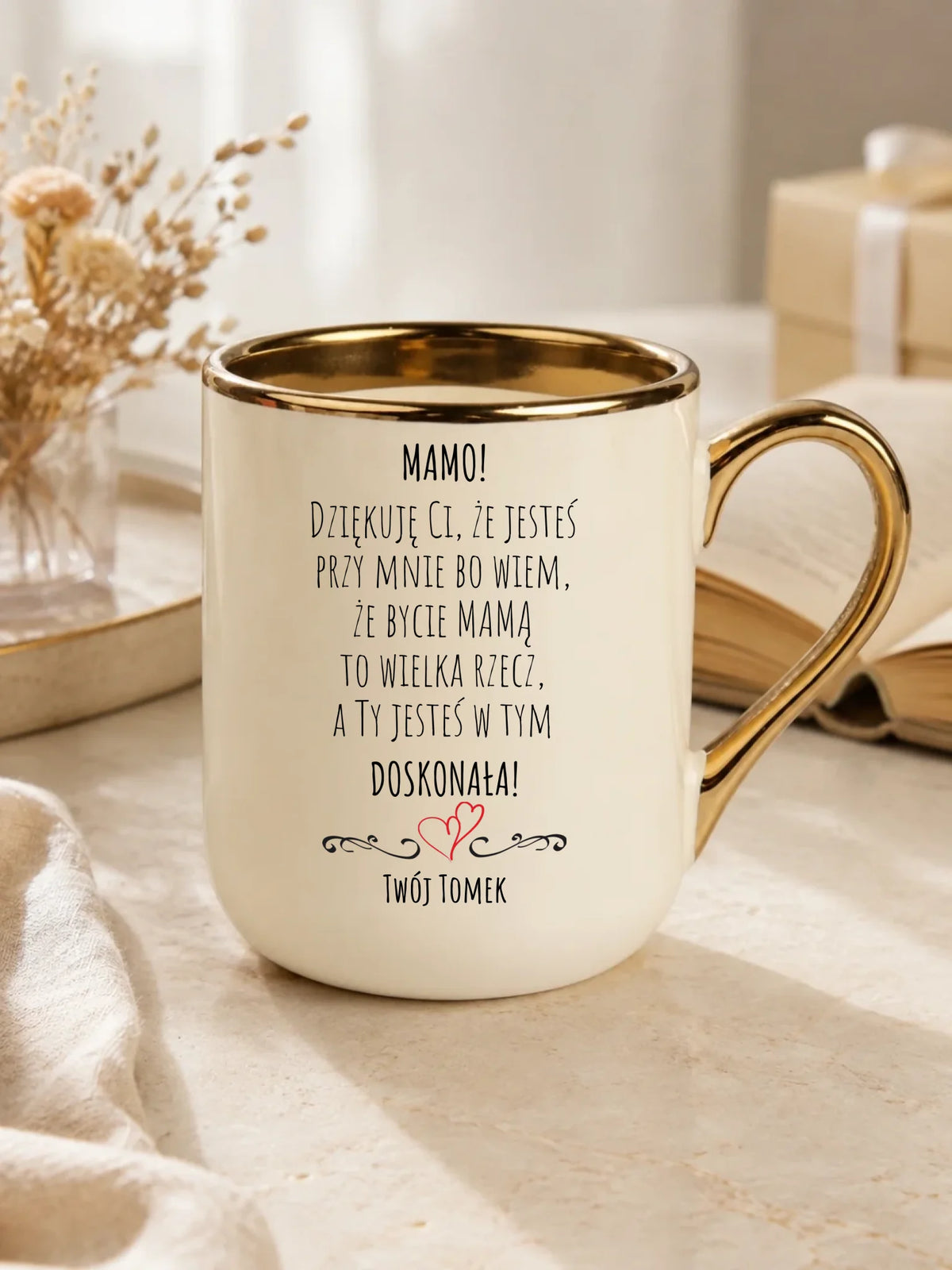 Kubek elegant dla mamy z podziękowaniem - Mamo jesteś doskonała - personalizowany DM10