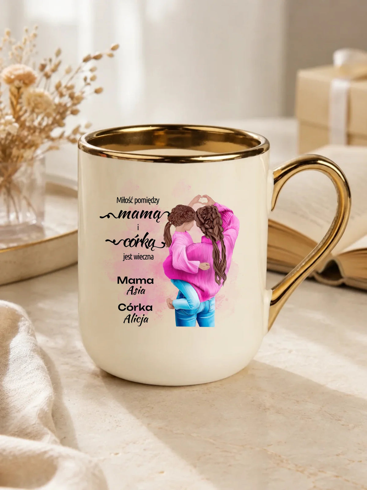Kubek elegant dla mamy od córki - Miłość jest wieczna - personalizowany DM38