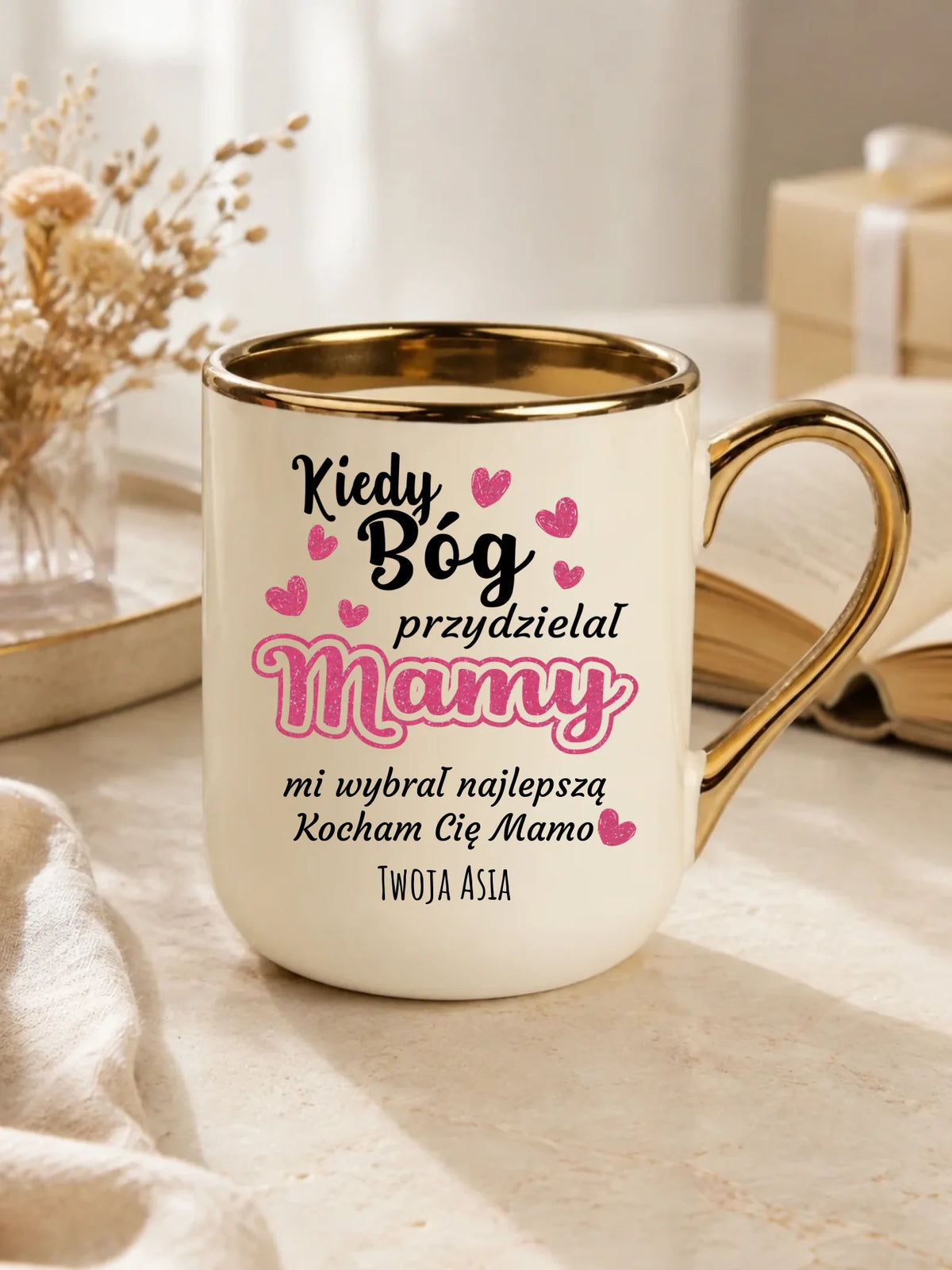 Kubek elegant dla mamy - Kiedy Bóg przydzielał mamy - personalizowany DM01