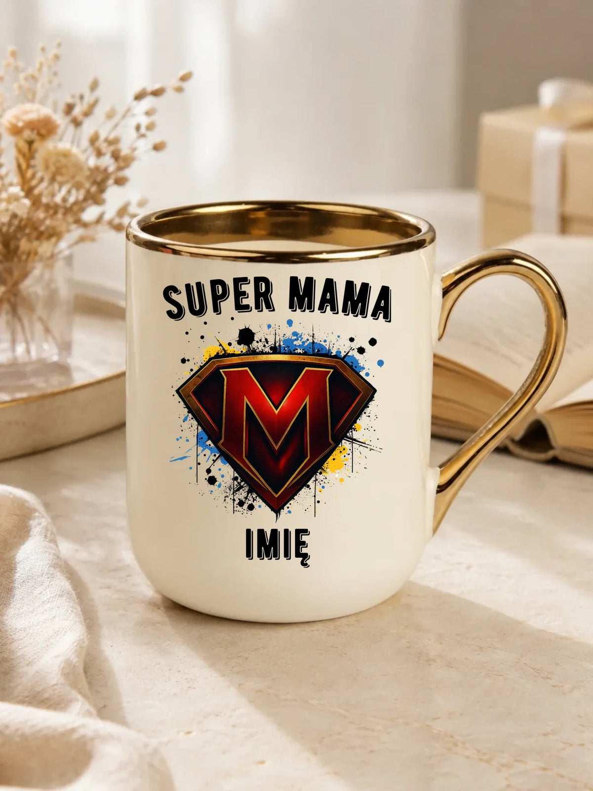 Kubek elegant dla mamy - Super Mama - personalizowany DM07