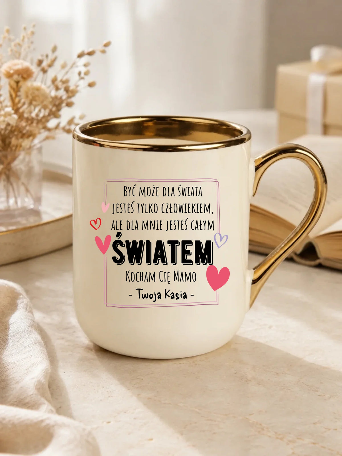 Kubek elegant dla mamy - Mamo jesteś całym Światem - personalizowany DM06