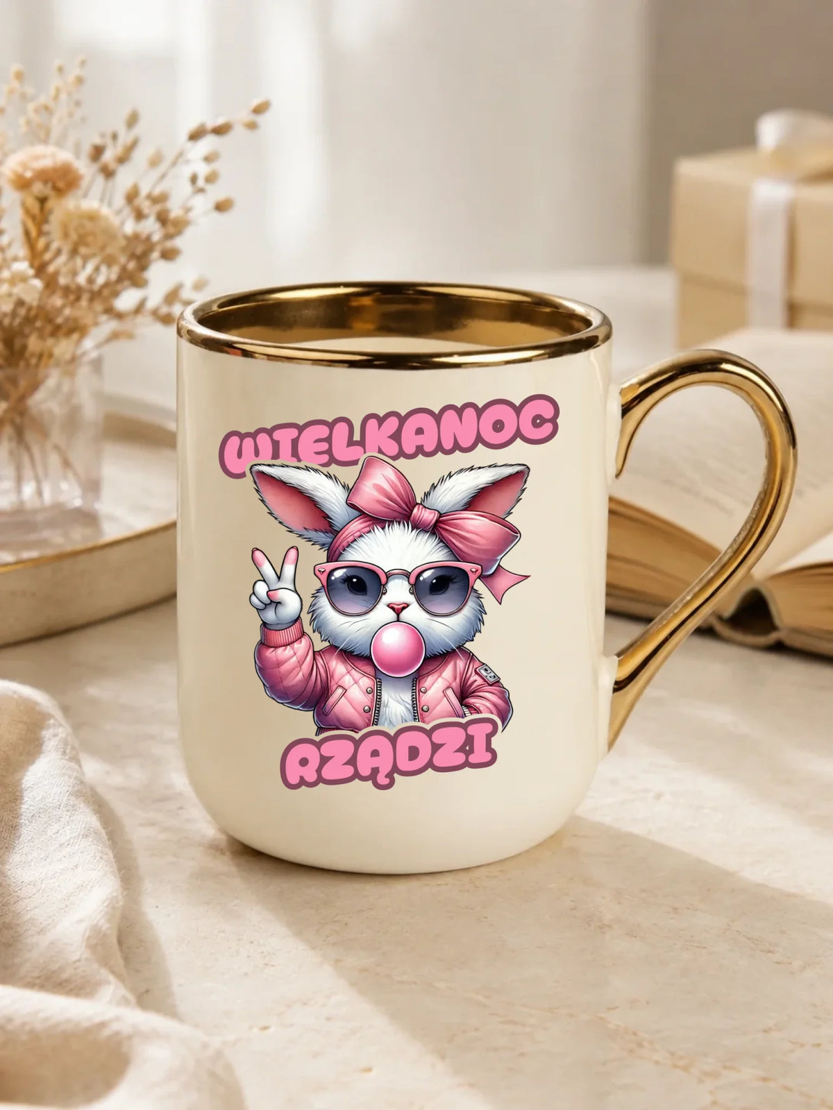 Kubek elegant wielkanocny – Stylowy królik w okularach Wielkanoc rządzi WN18