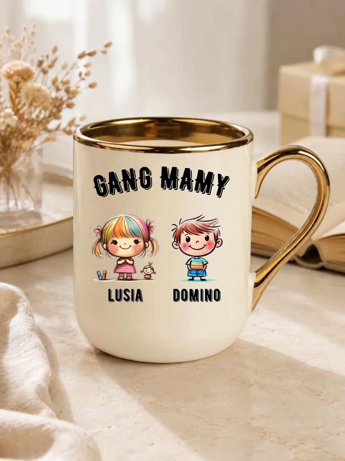 Kubek elegant dla mamy z imionami dzieci - Gang mamy - personalizowany DM09