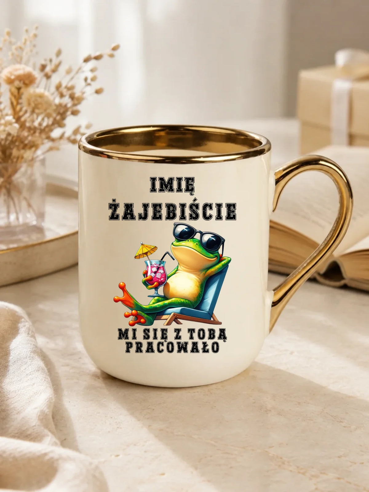 Kubek elegant na odejście z pracy - Żajebiście mi się z Tobą pracowało - personalizowany OP17