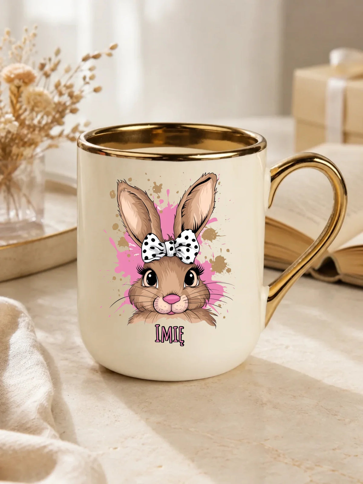 Kubek elegant na Wielkanoc - Słodki Zajączek - personalizowany WN08