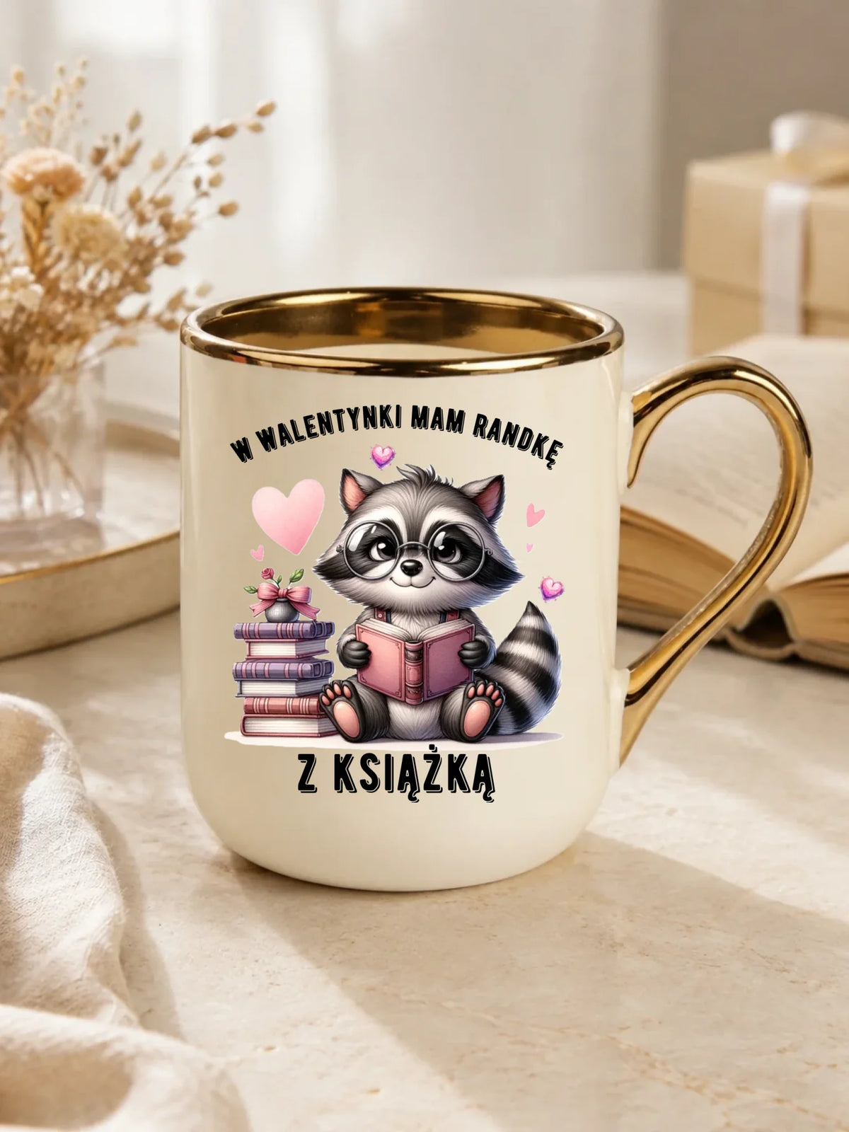 Kubek elegant na Walentynki dla mola książkowego – Mam randkę z książką W20