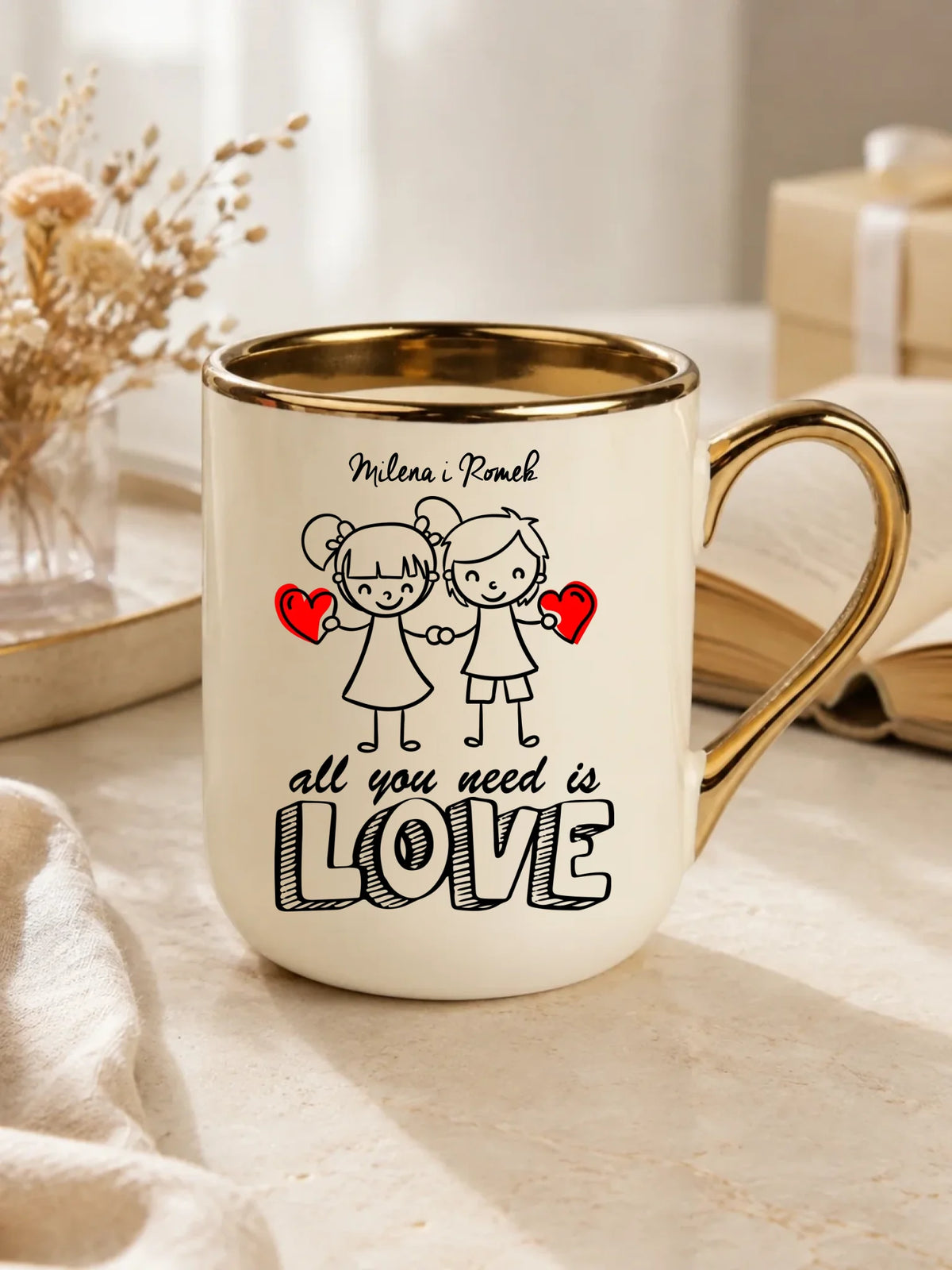Kubek elegant dla par - All You need is love - personalizowany W13