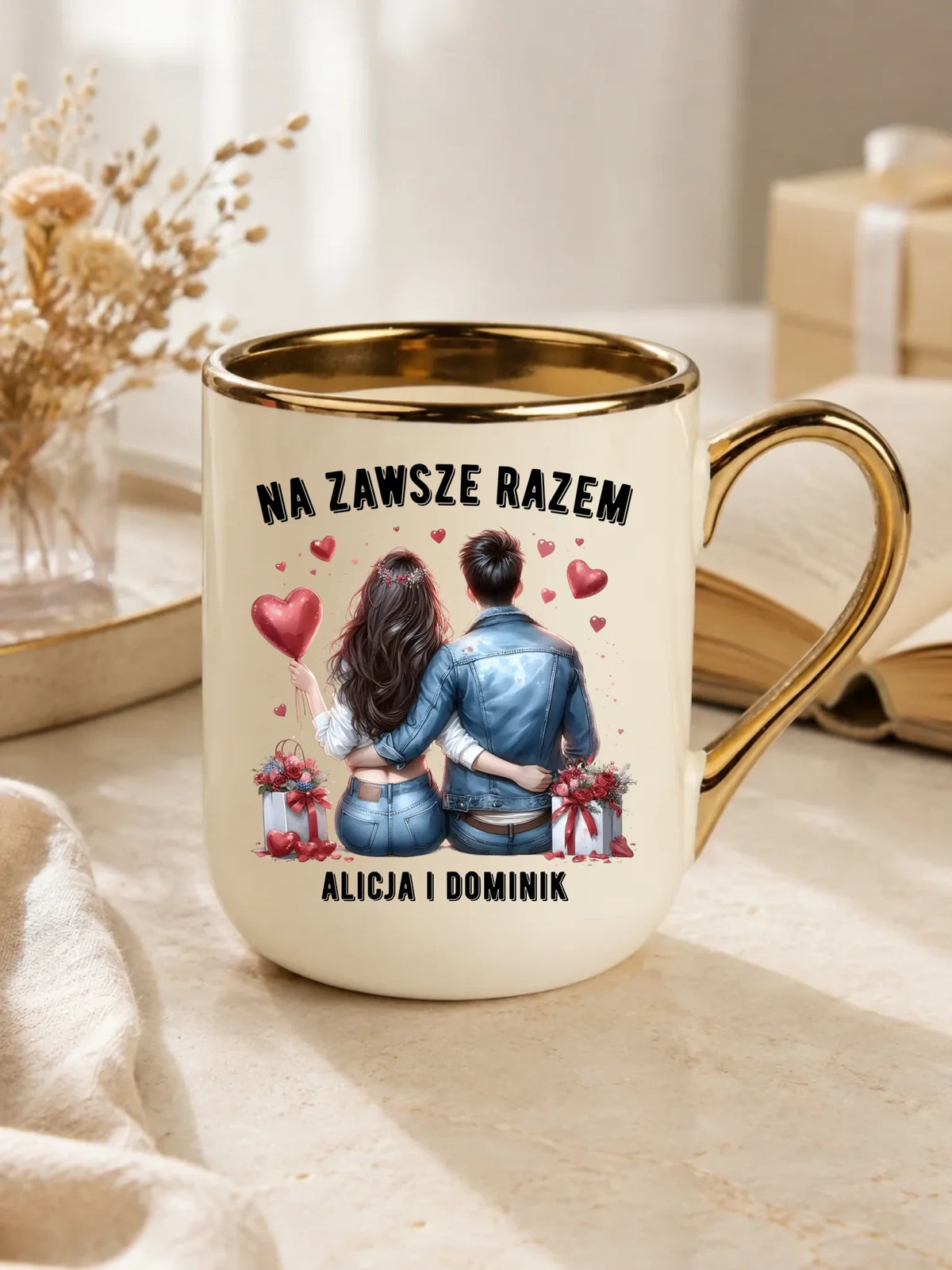 Kubek elegant dla par - Na zawsze razem - personalizowany W07