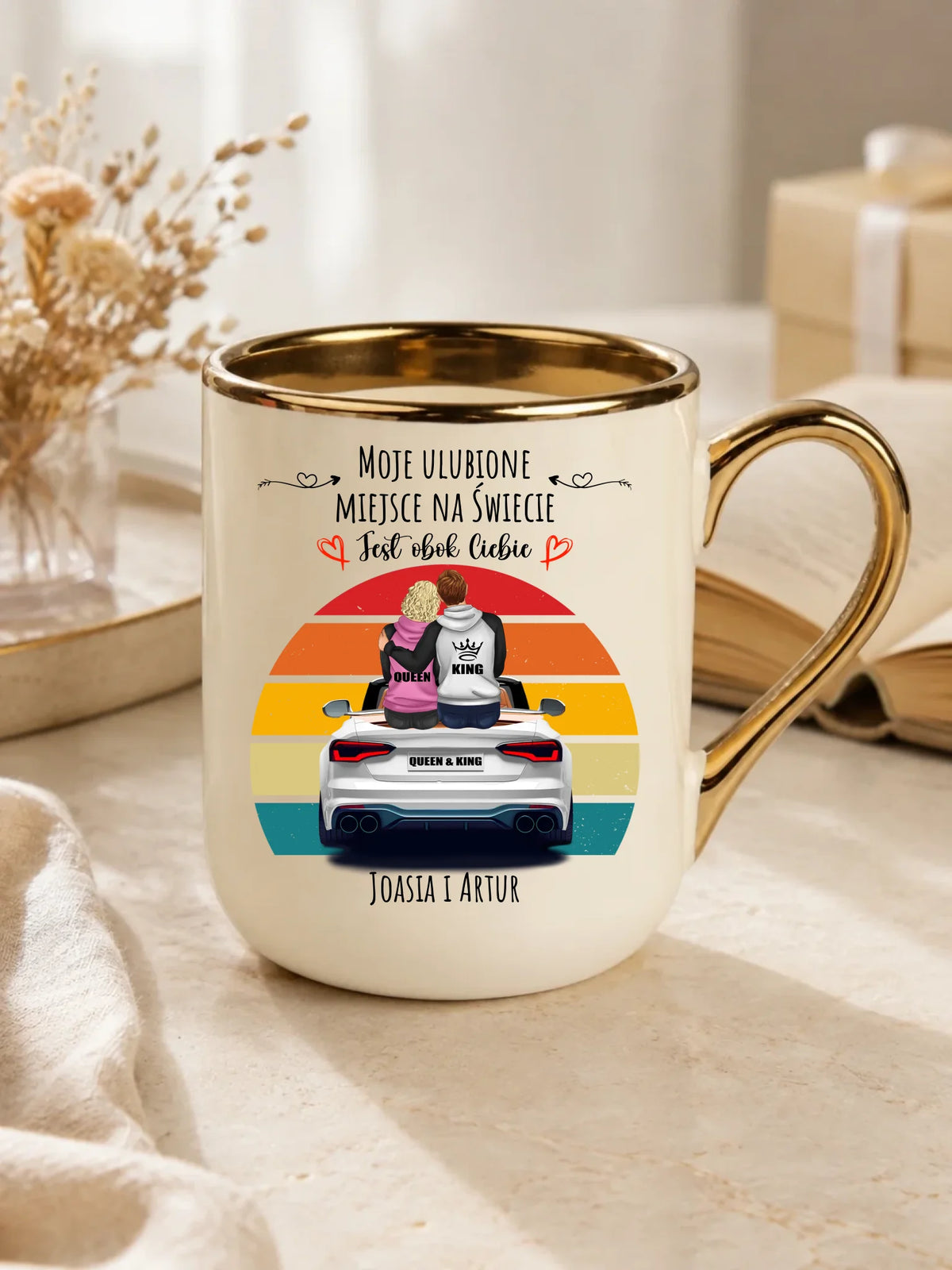 Kubek elegant dla par - Moje ulubione miejsce - personalizowany W06