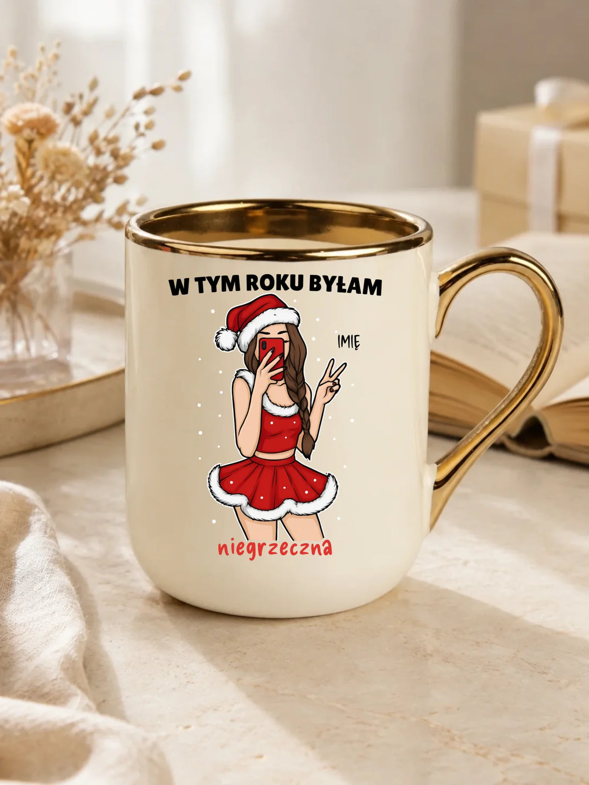 Kubek elegant świąteczny - W tym toku byłam niegrzeczna - personalizowany BN21