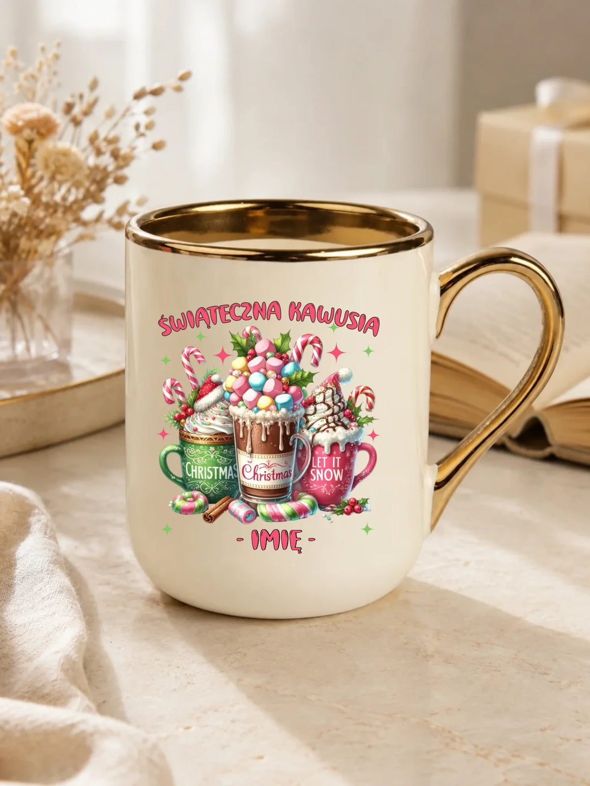 Kubek elegant świąteczny - Świąteczna kawusia - personalizowany BN29