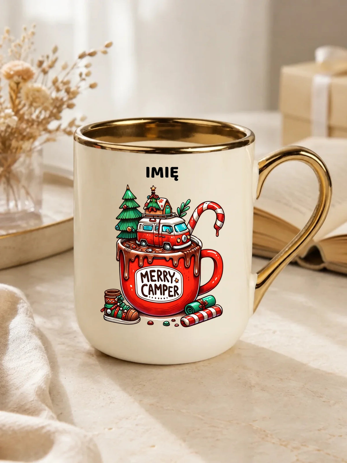Kubek elegant świąteczny - Kamper Merry Camper - personalizowany BN43