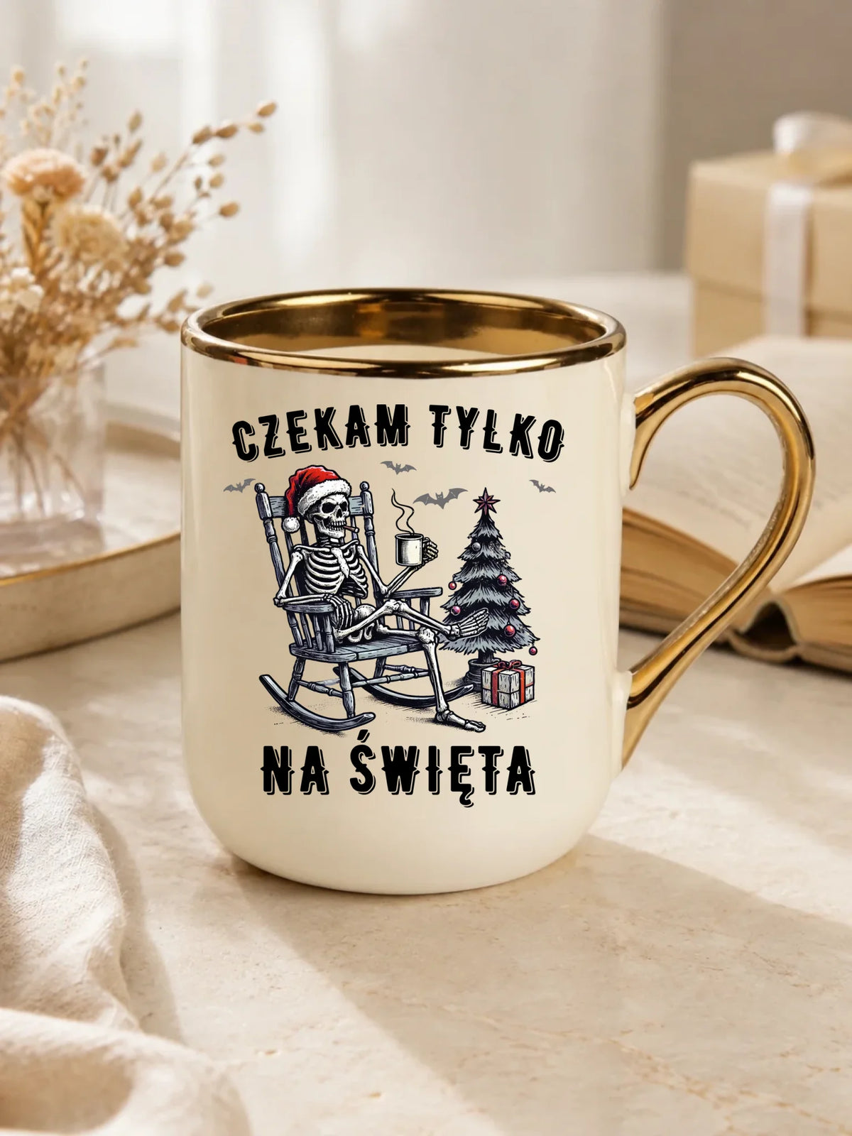 Kubek elegant świąteczny - Czekam tylko na święta BN56