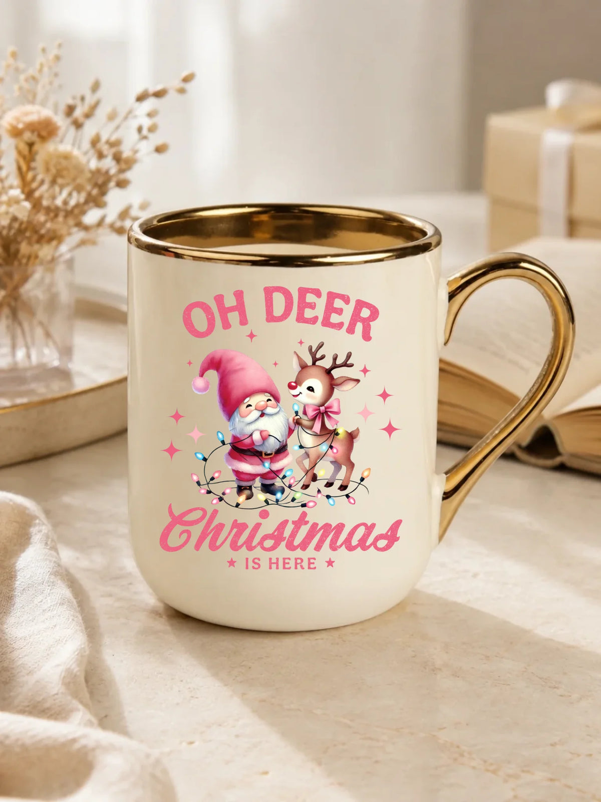Kubek elegant świąteczny - Oh deer Christmas is here BN59