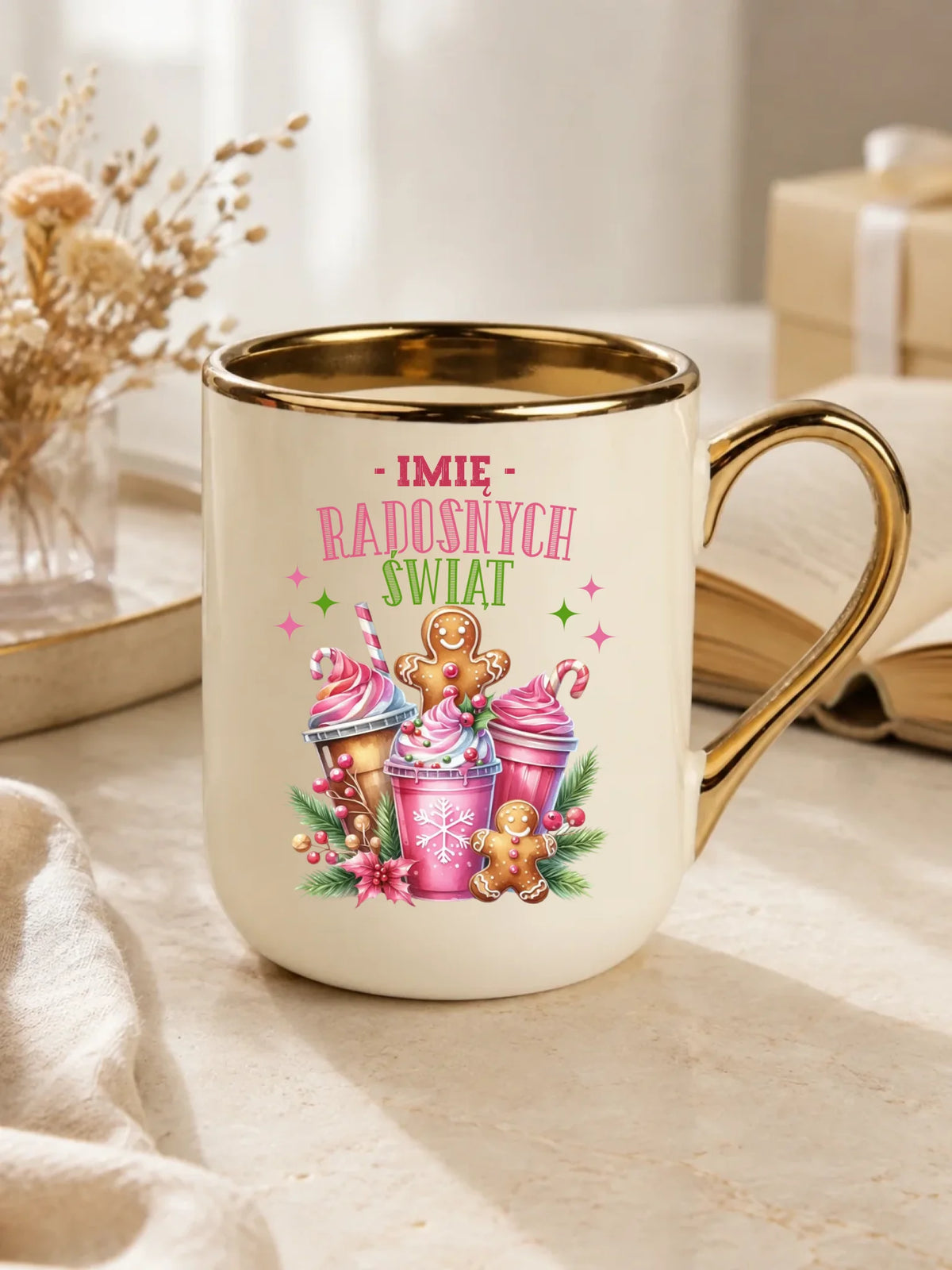 Kubek elegant świąteczny - Radosnych Świąt - personalizowany BN58