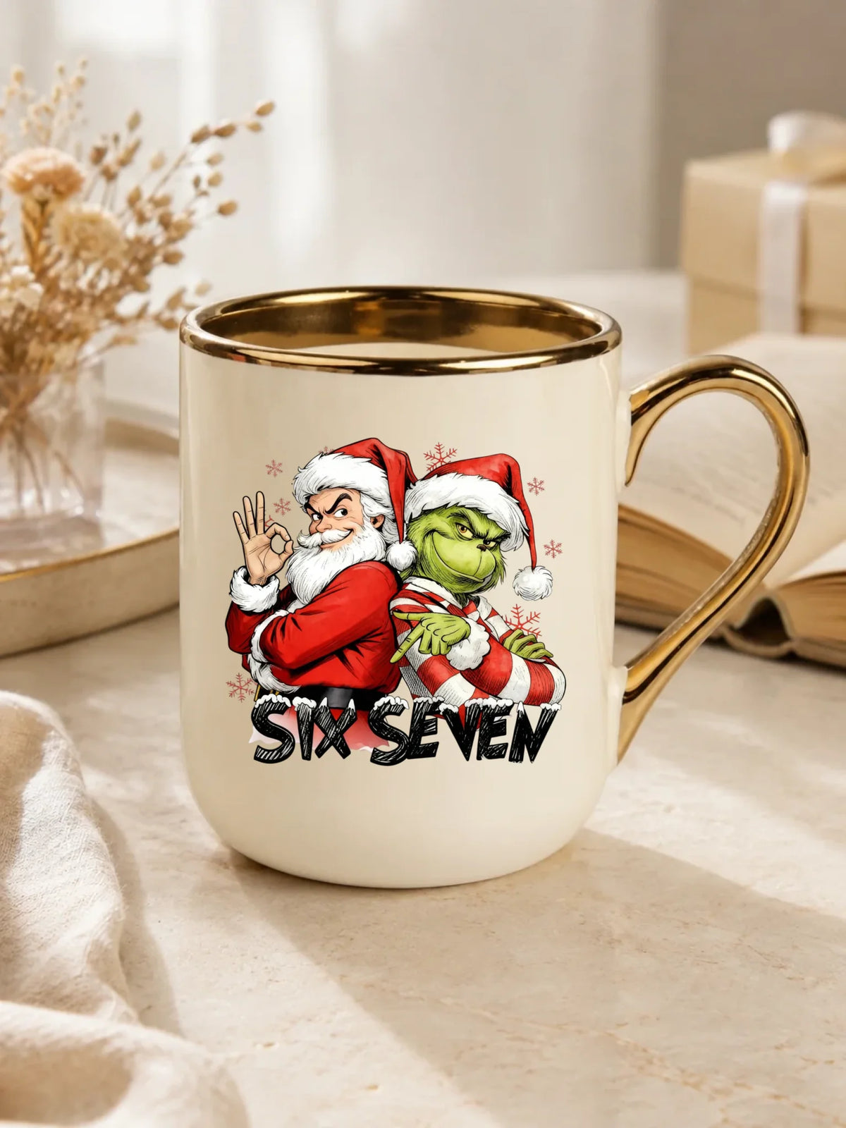 Kubek elegant świąteczny - Mikołaj i Grinch six seven 67 BN148