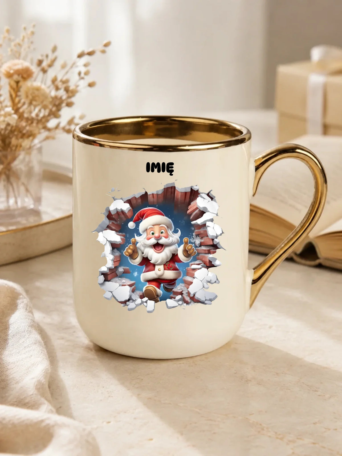 Kubek elegant świąteczny - Mikołaj 3D - personalizowana BN83