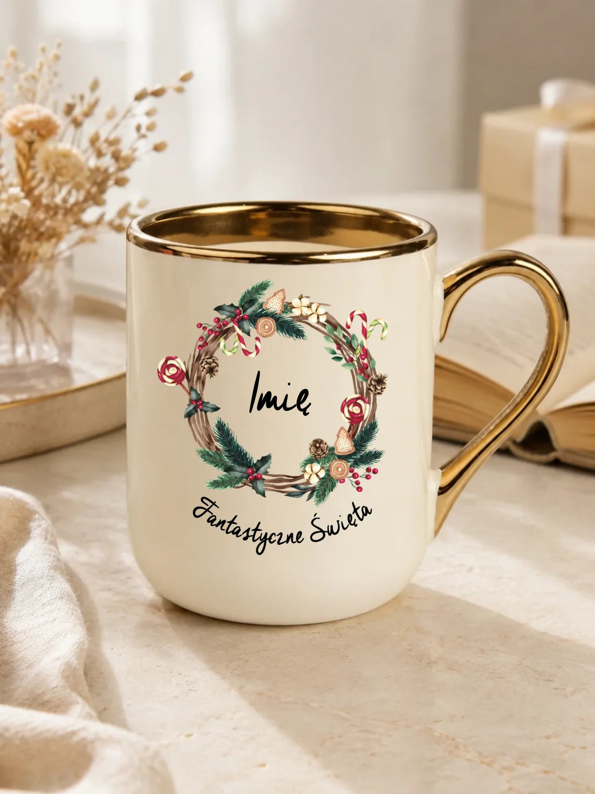 Kubek elegant świąteczny - Fantastyczne Święta - personalizowany BN14
