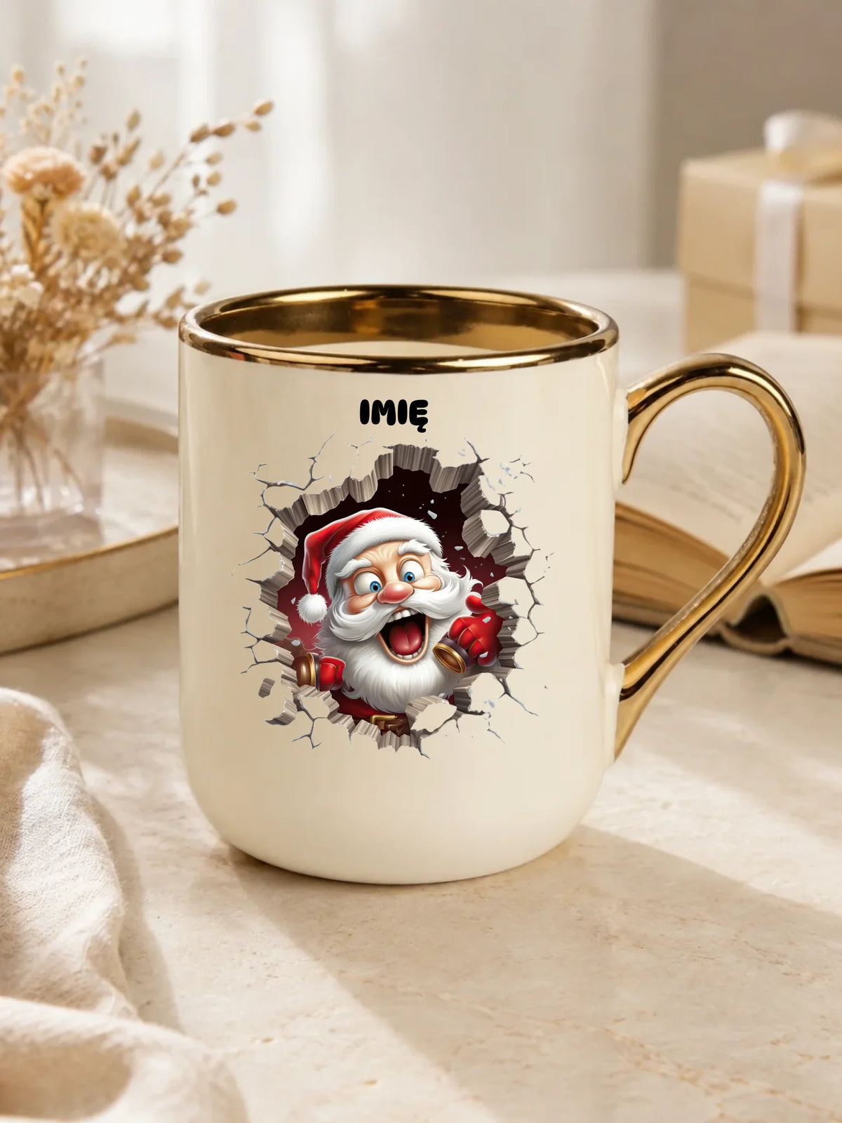 Kubek elegant świąteczny - Mikołaj 3D - personalizowany BN85