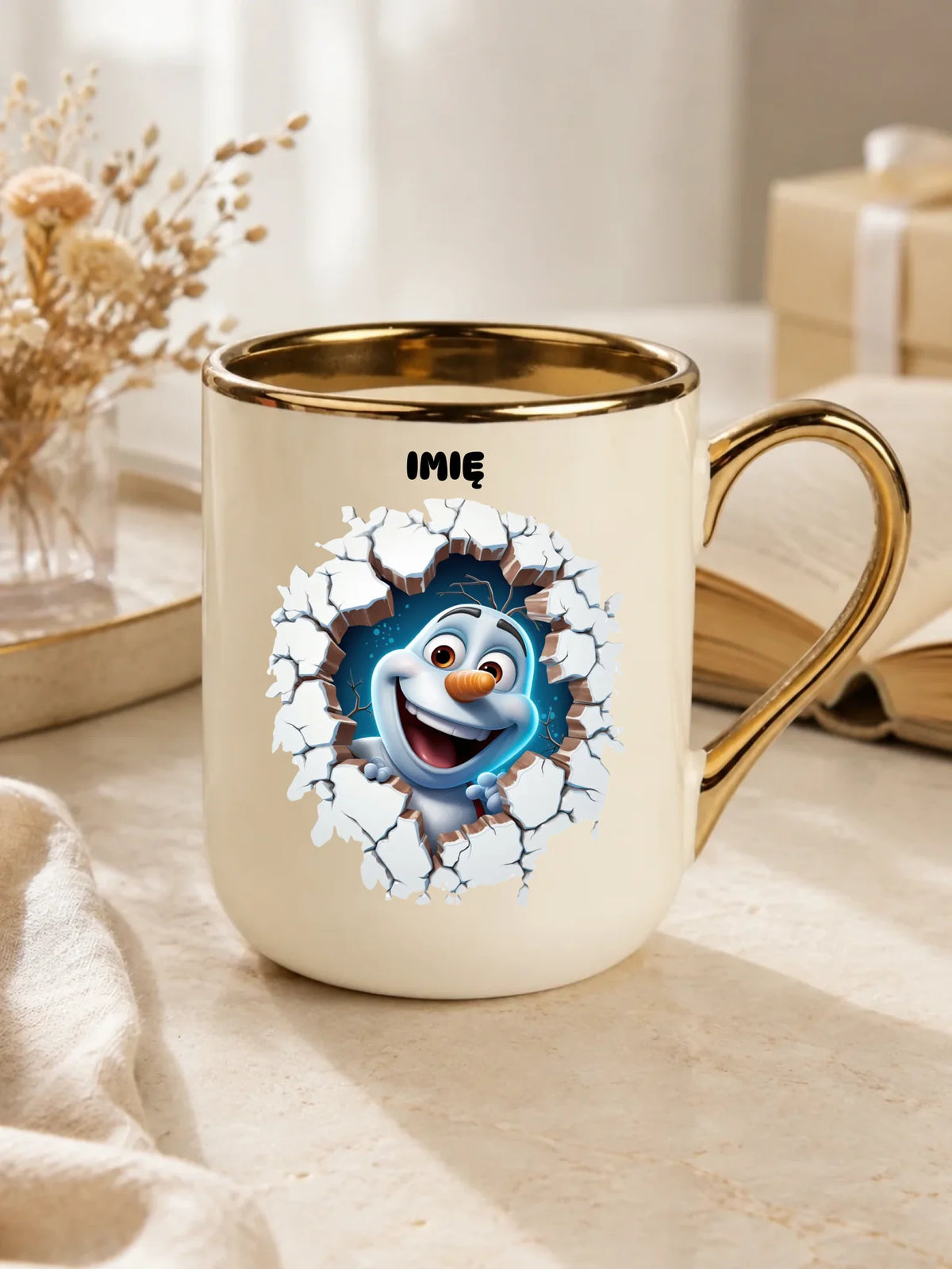 Kubek elegant świąteczny - Bałwan 3D - personalizowany BN84