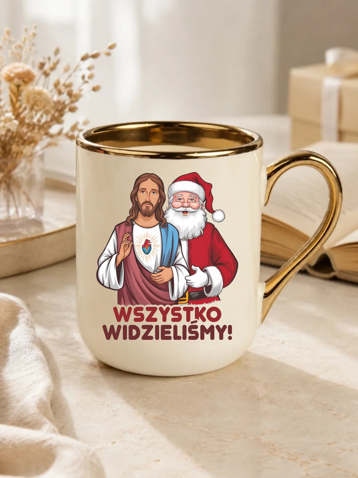 Kubek elegant świąteczny - Jezus i Mikołaj Wszystko widzieliśmy BN89