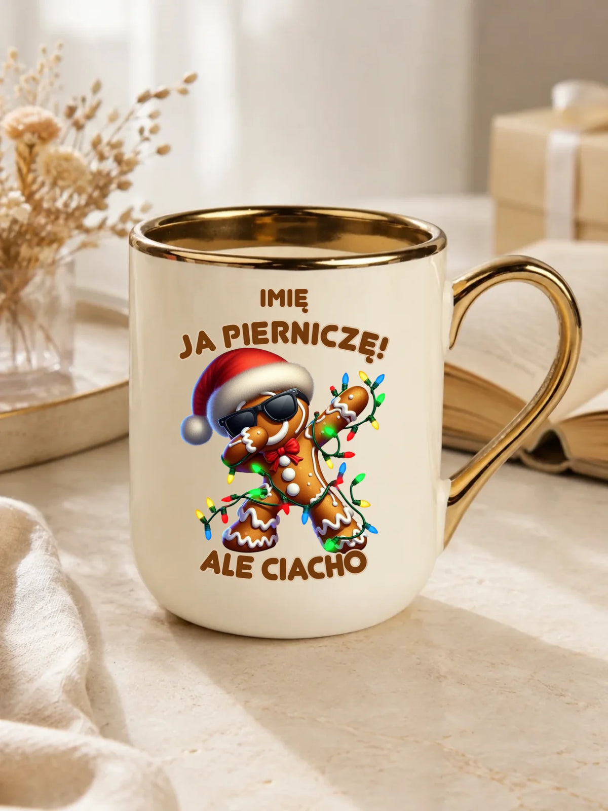 Kubek elegant świąteczny - Piernik Ja pierniczę ale ciacho - personalizowany BN94