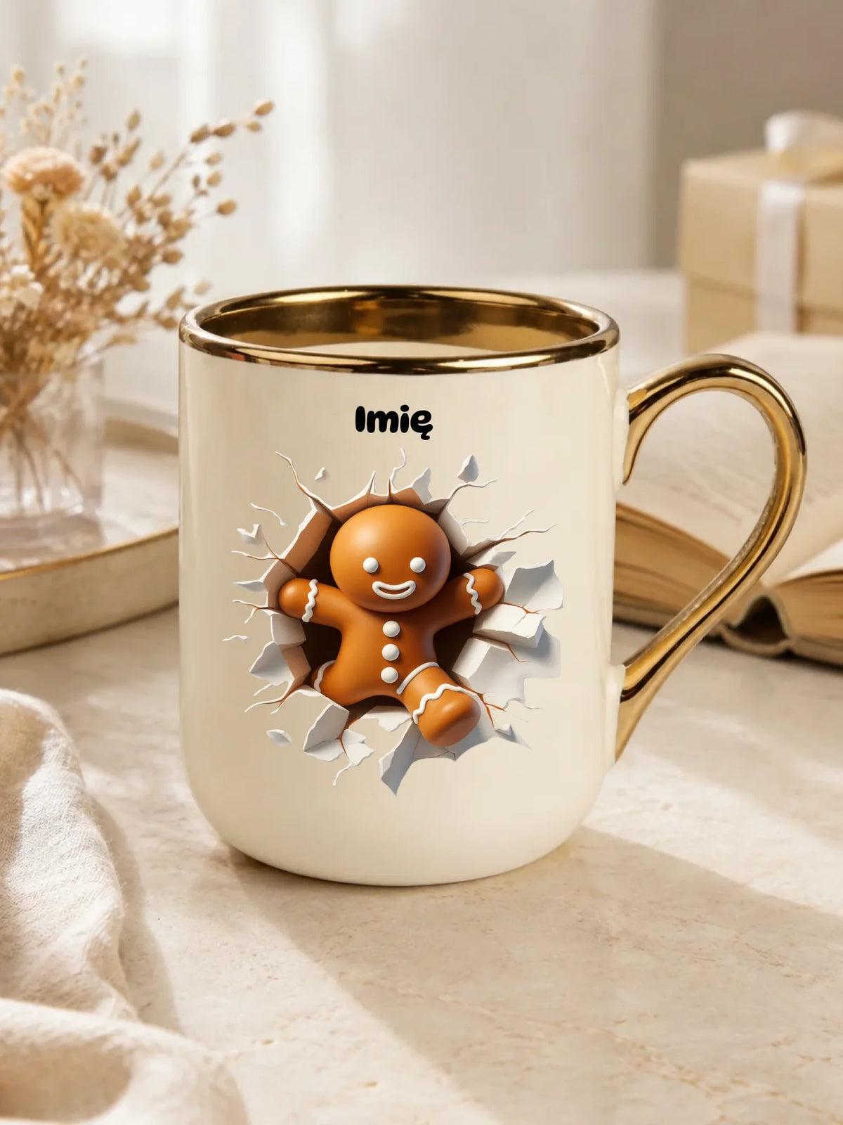 Kubek elegant świąteczny - Pierniczek 3D - personalizowany BN81
