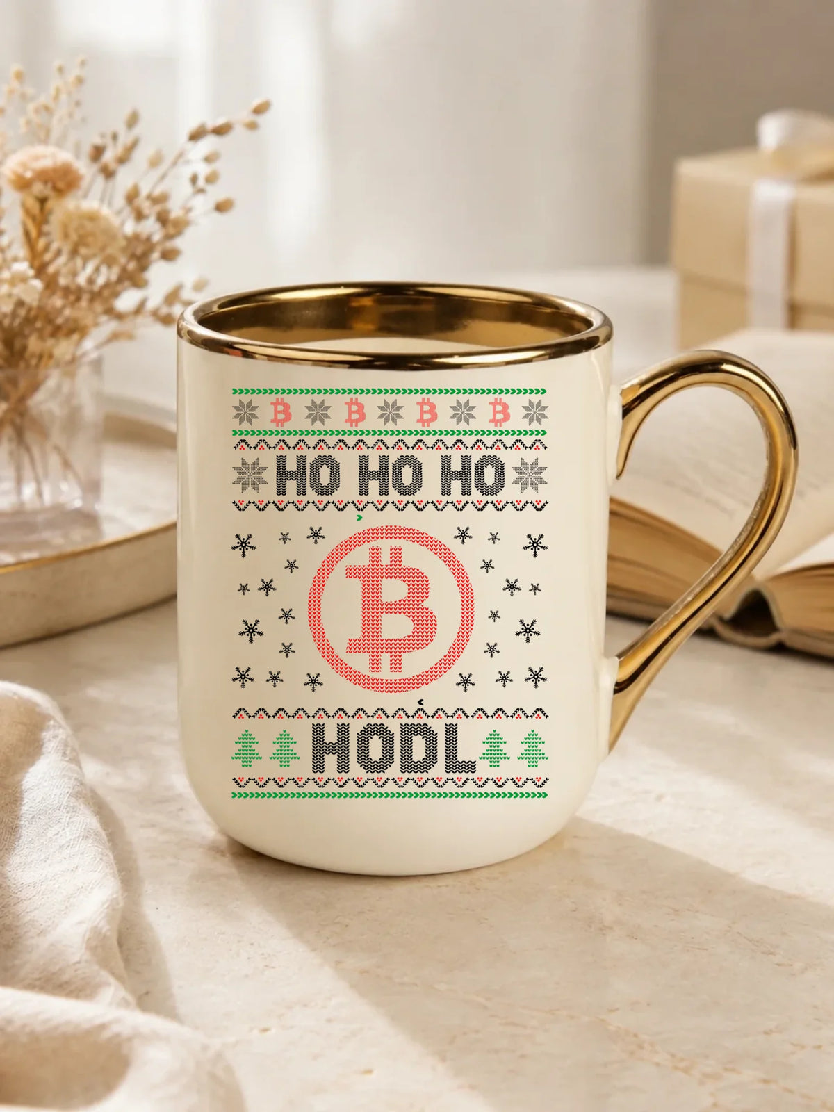 Kubek elegant świąteczny - Bitcoin - Ho Ho hodl BN103