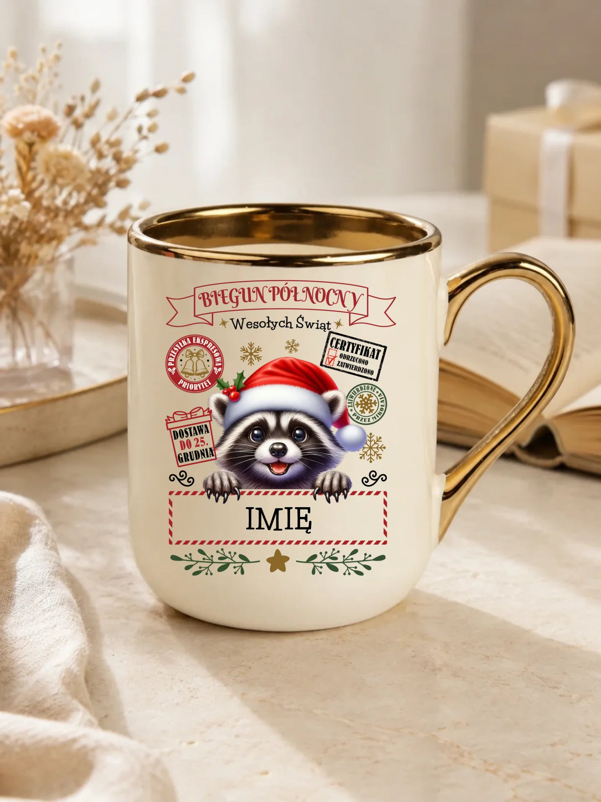 Kubek elegant świąteczny - Szop Paczka od Mikołaja - personalizowany BN145