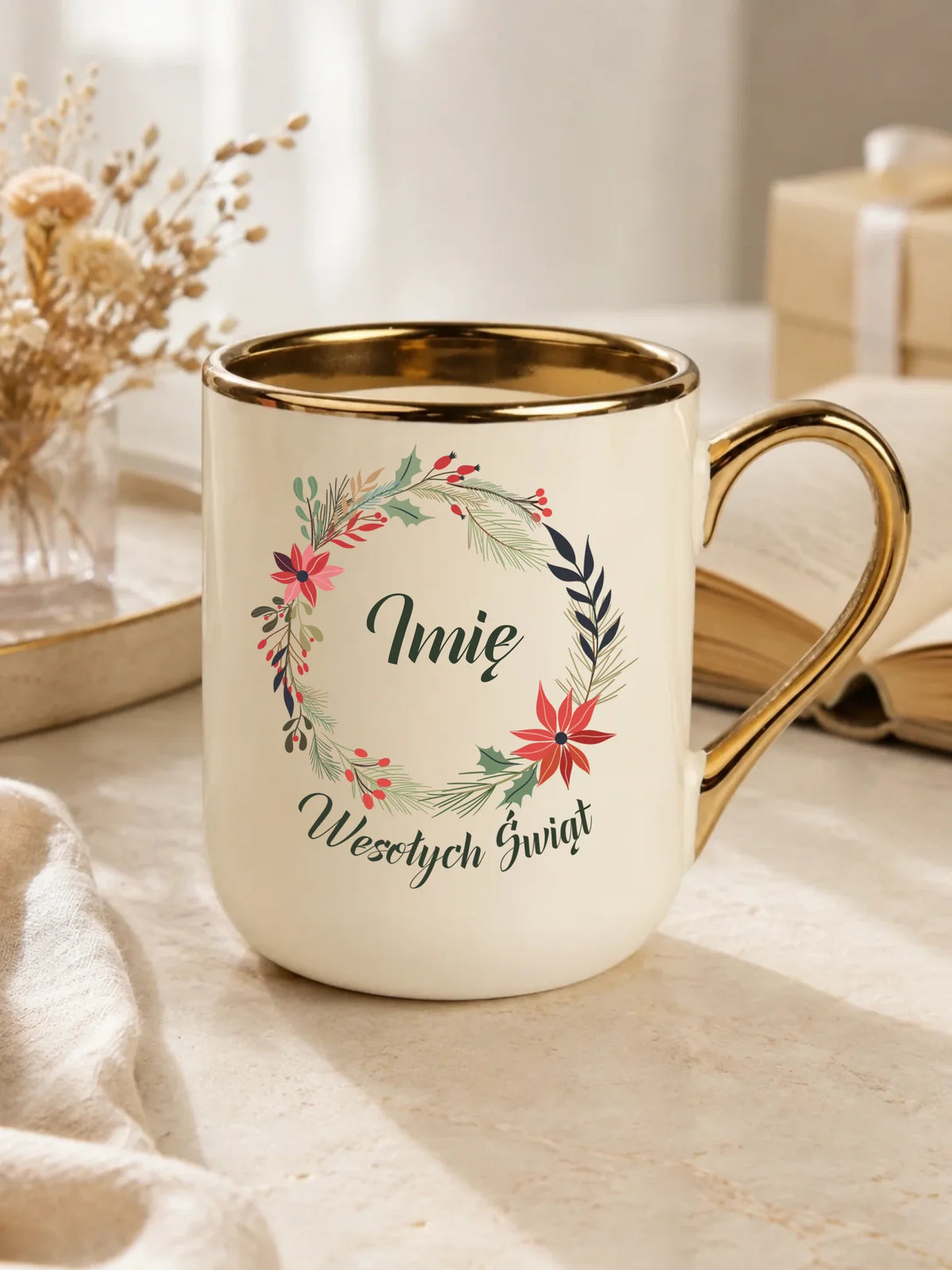 Kubek elegant świąteczny - Wesołych Świąt - personalizowany BN19