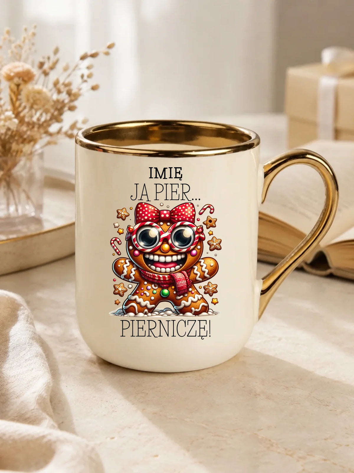 Kubek elegant świąteczny - Babeczka Ja pierniczę - personalizowany BN95